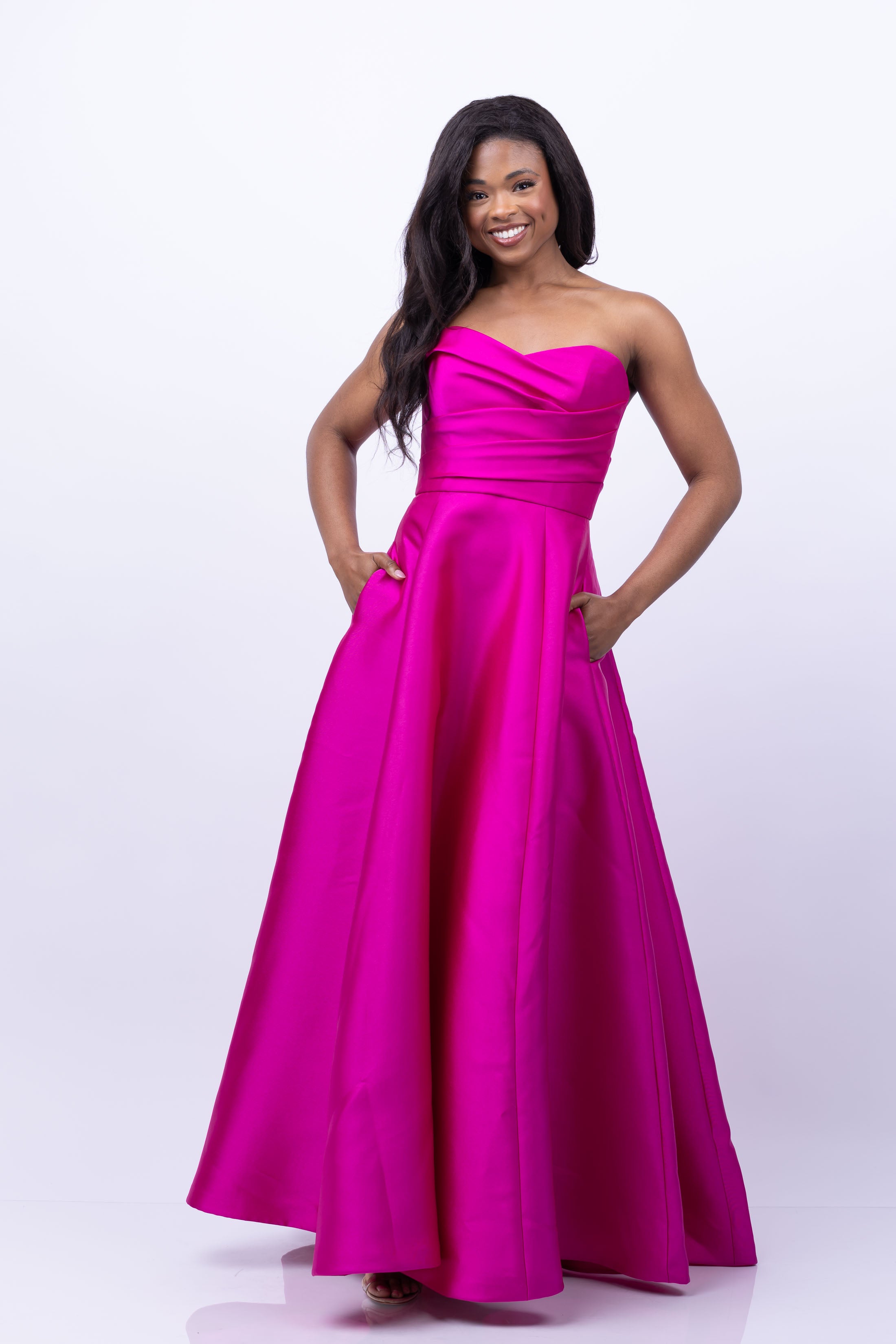 Amsale Strapless Gown In Fuchisa