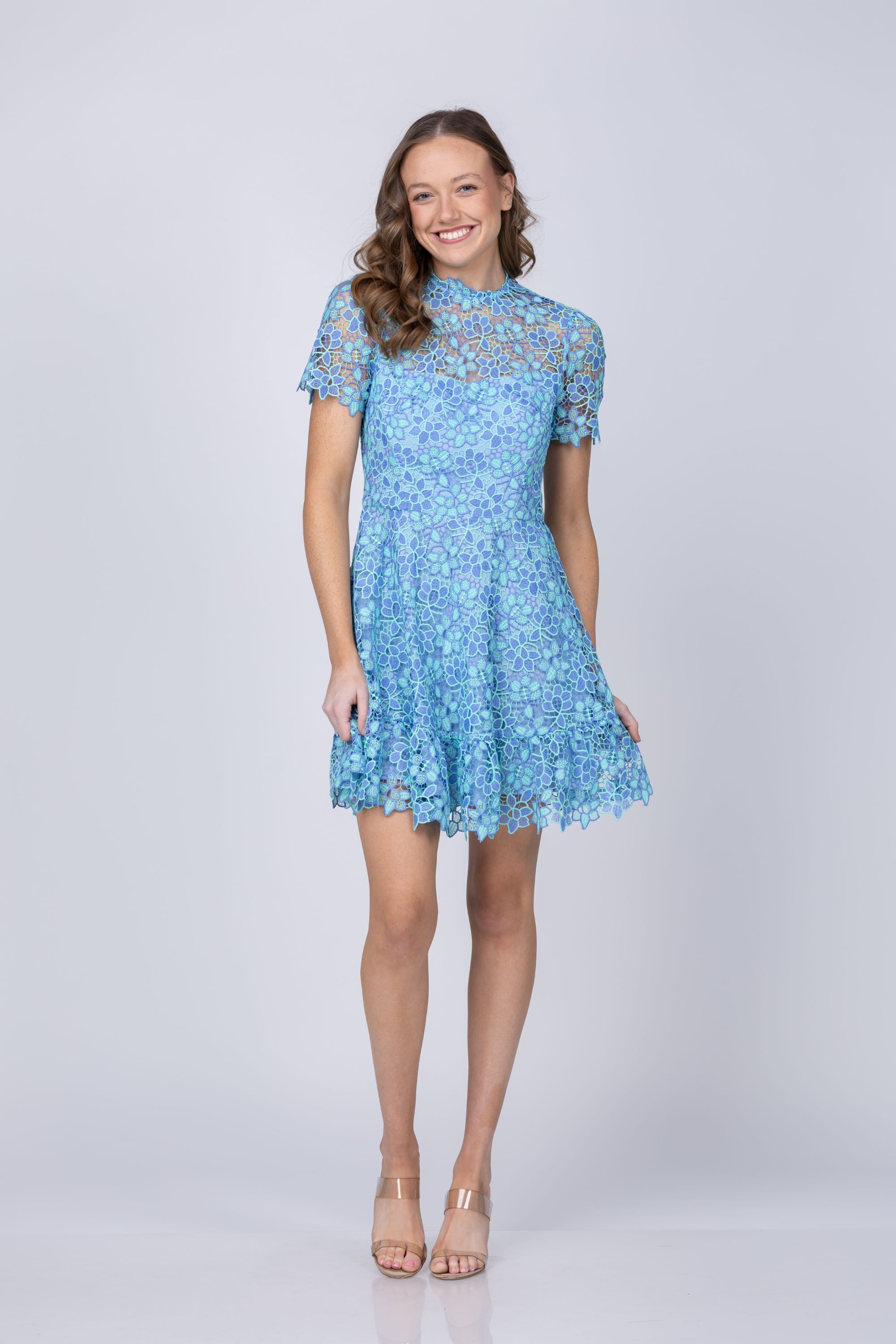 Shoshanna Harlow Dress in Vista Blue/ Bright Mint