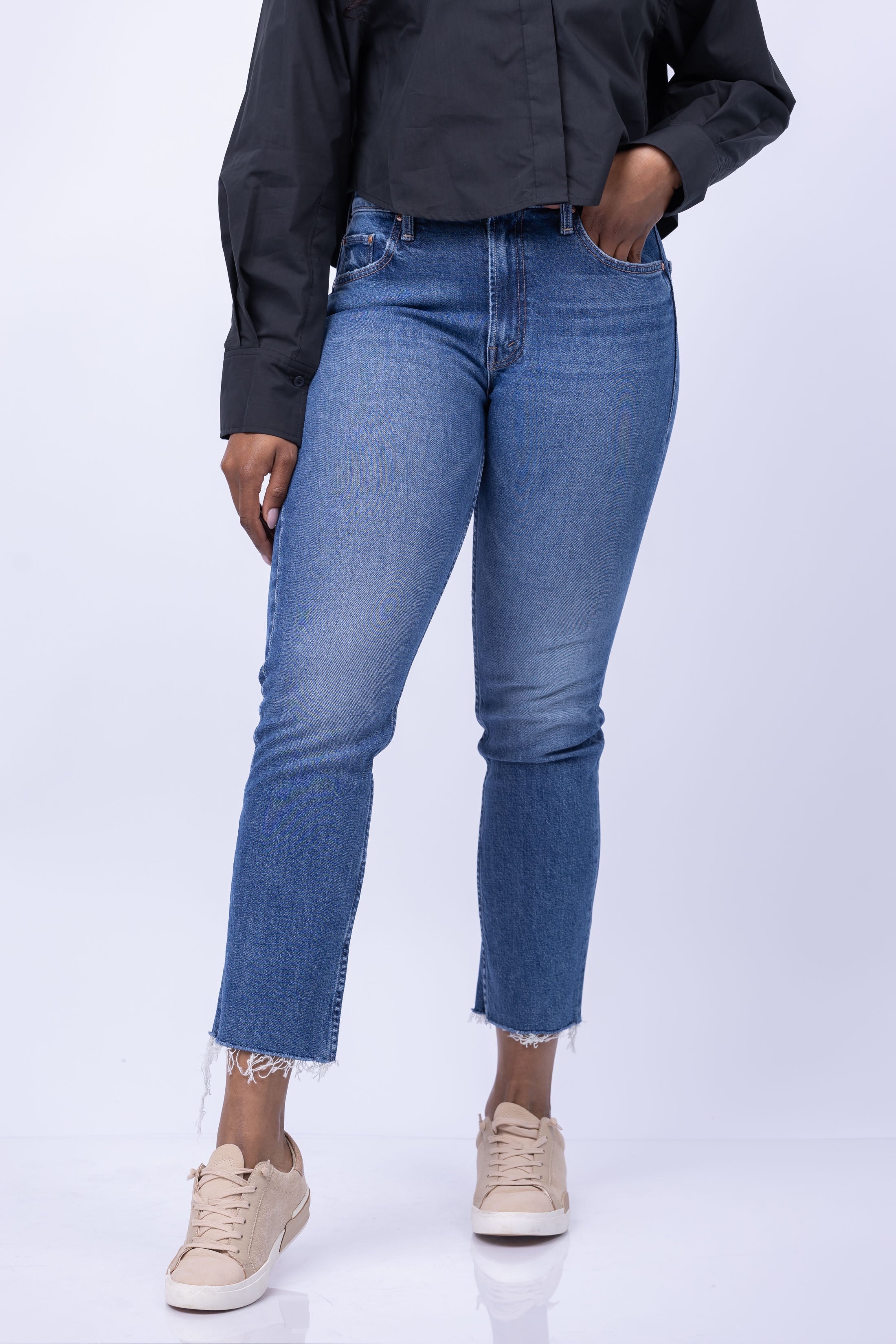 Mother Denim The Mid Rise Rider Ankle Jeans in Local Charm