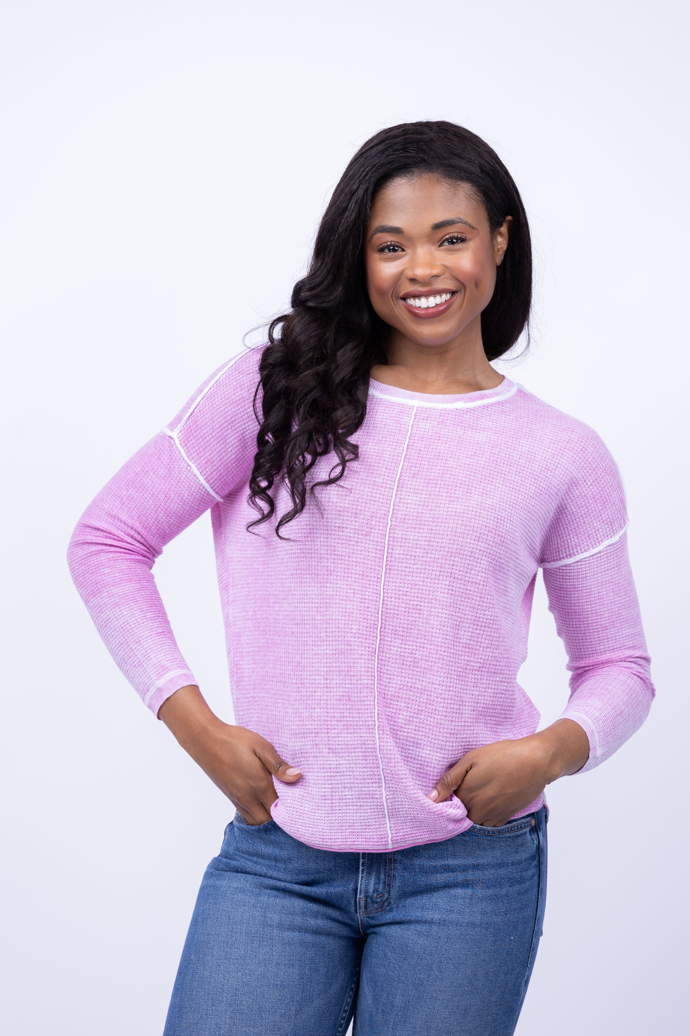 Elliott Lauren Waffle Sweater Tee in Orchid