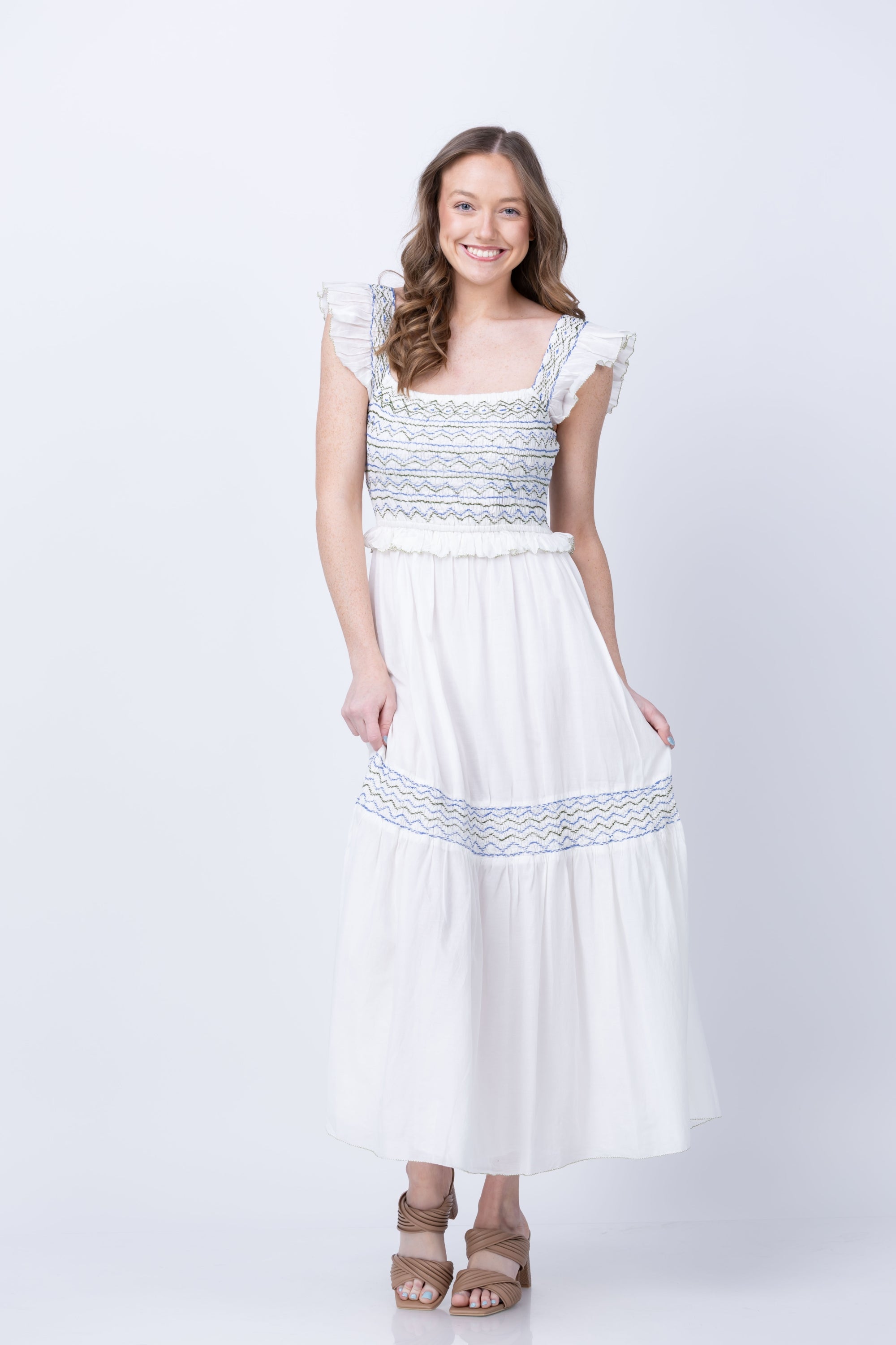 Cleobella Ginevra Ankle Dress In Ivory