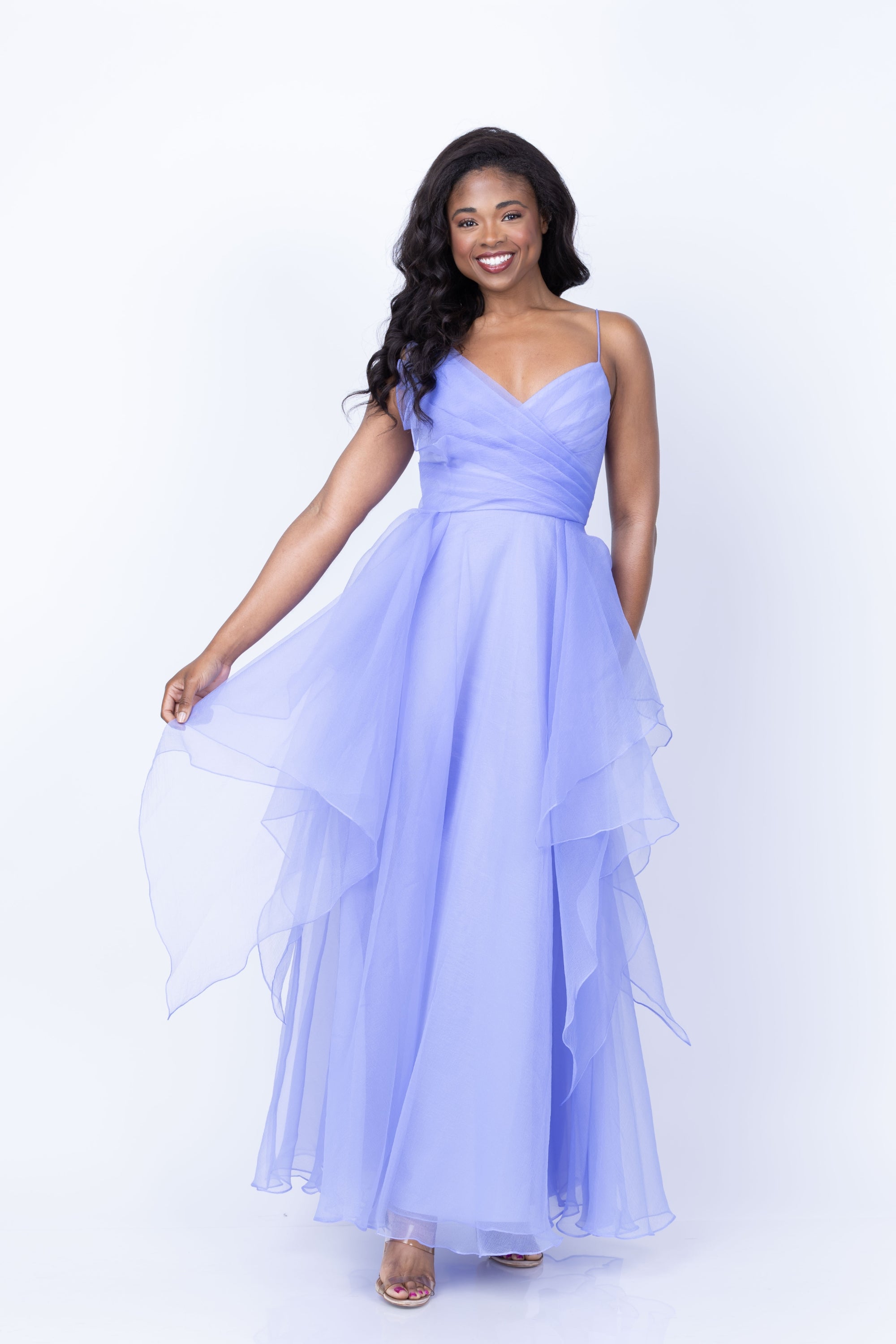 Theia Women's Adessia Strapless Tiered Gown - Deep Periwinkle