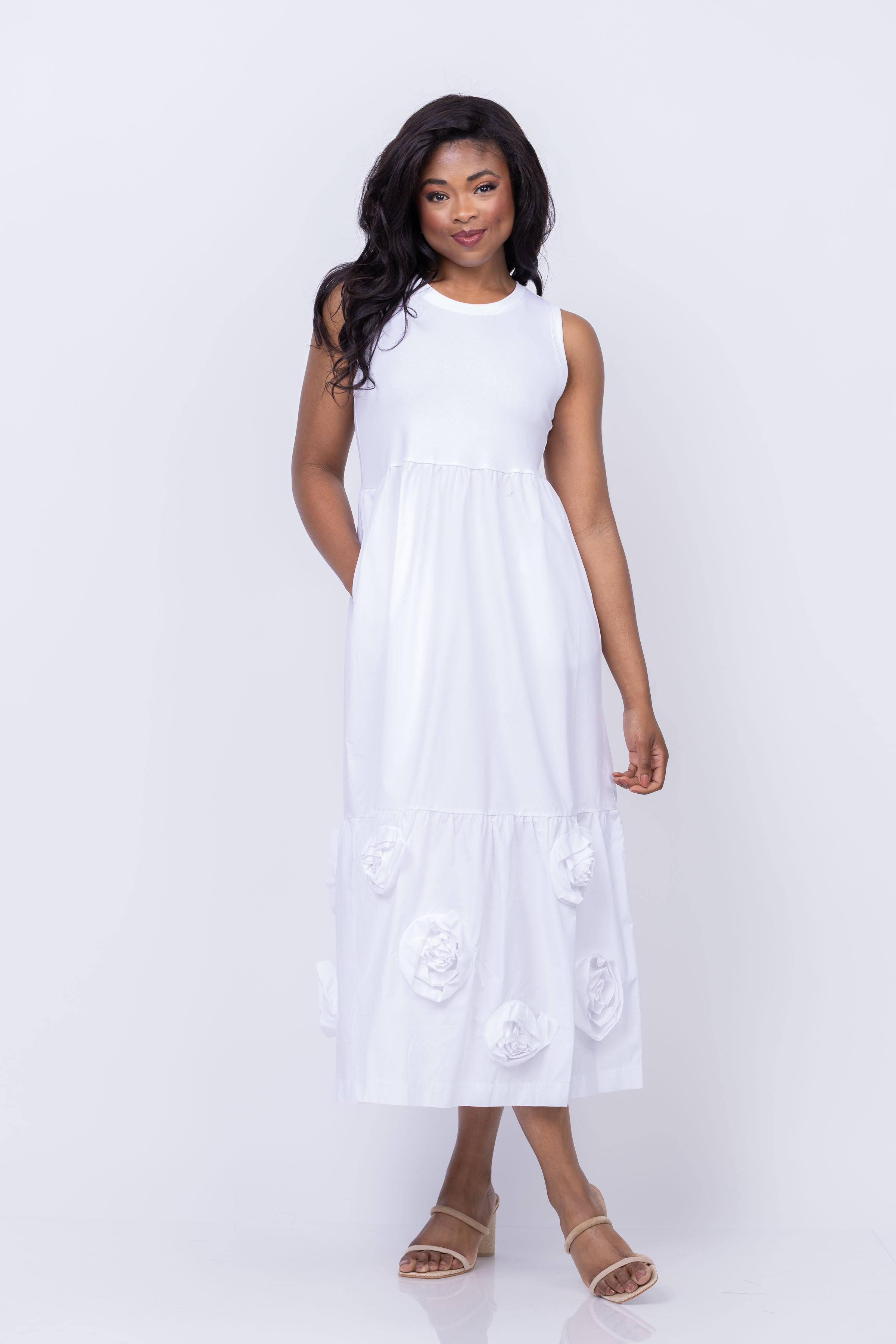 Elliott Lauren Rosette Dress in White | Formal Gowns & Casual Wear for Women Elliott Lauren Rosette Dress in White | Formal Gowns & Casual Wear for Women