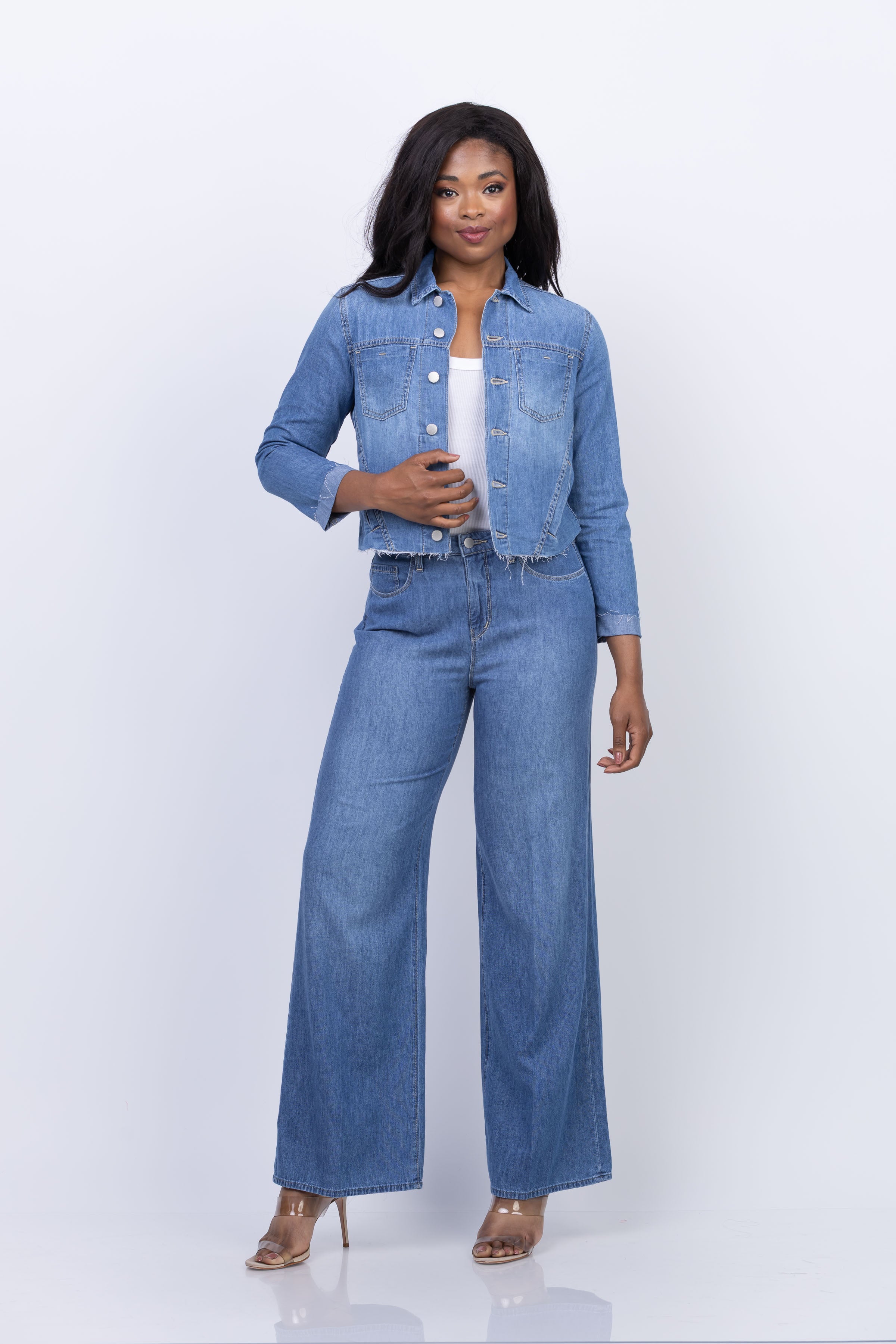 L'Agence Janelle Slim Raw Jacket in Stokes