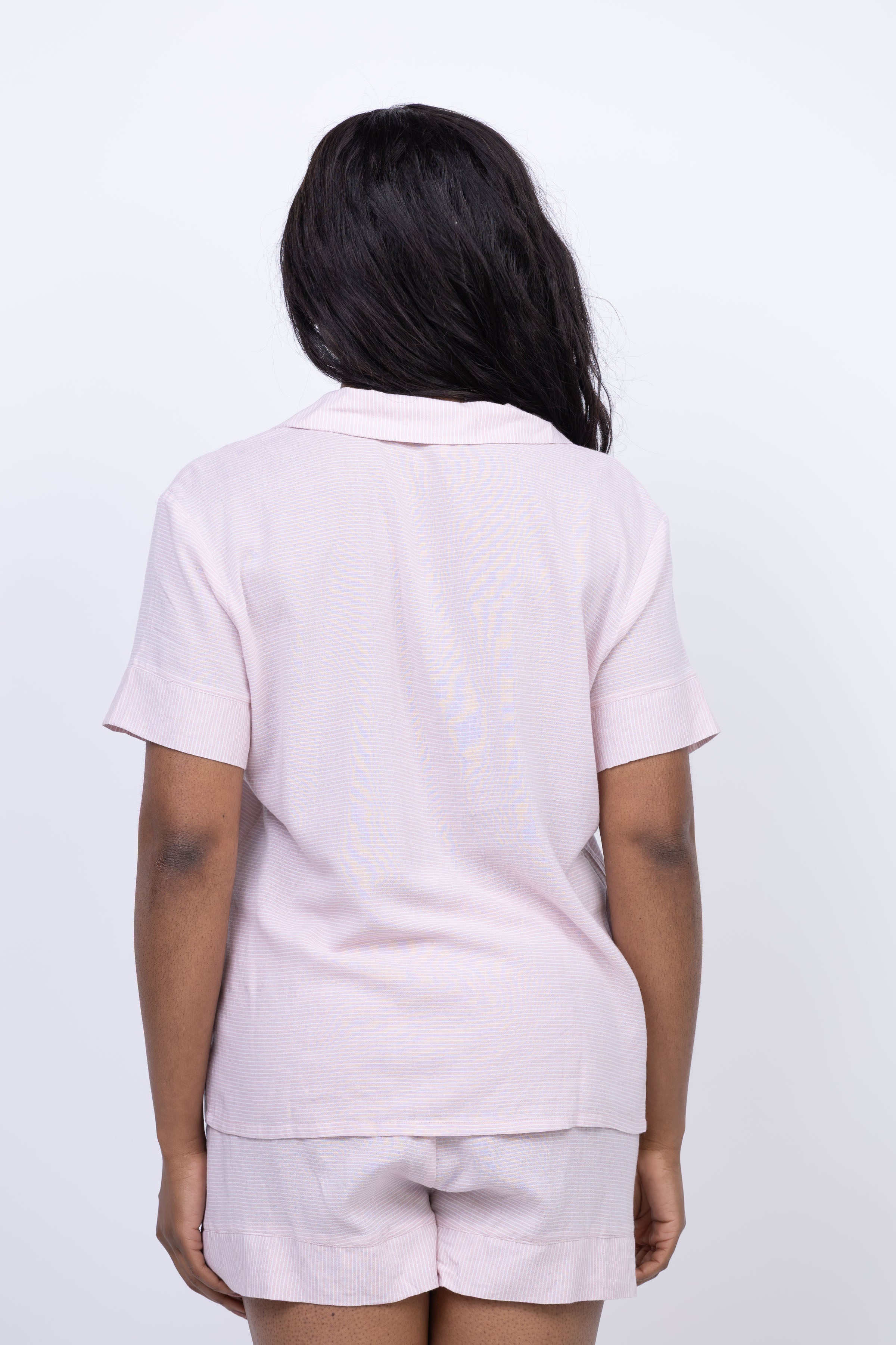 Eberjey Nautico Shortie Pj Set in Feeder Stripes Pale Mauve/White