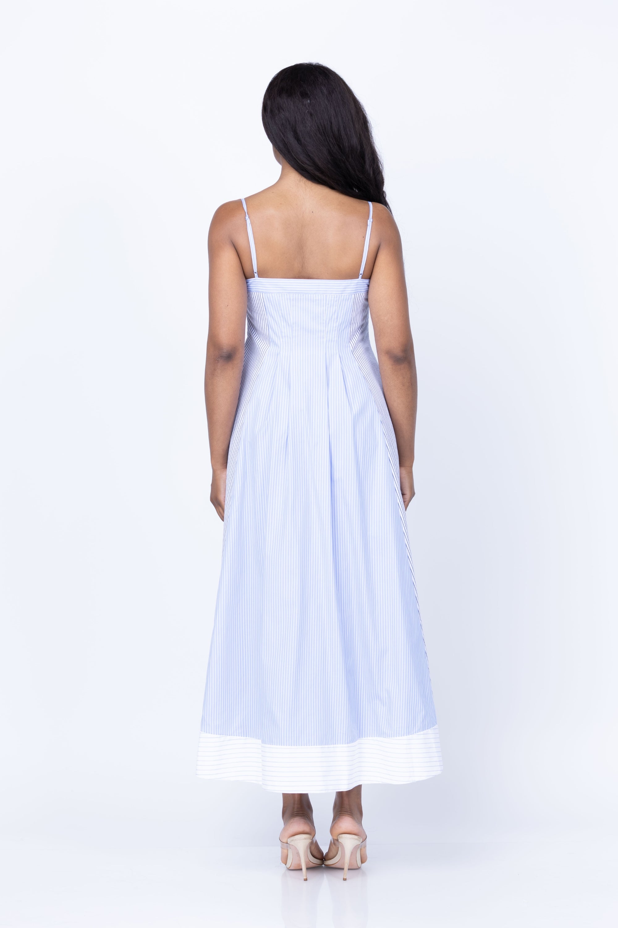 Simkhai Chamberlain Cotton Midi Dress in Periwinkle Multi Stripe