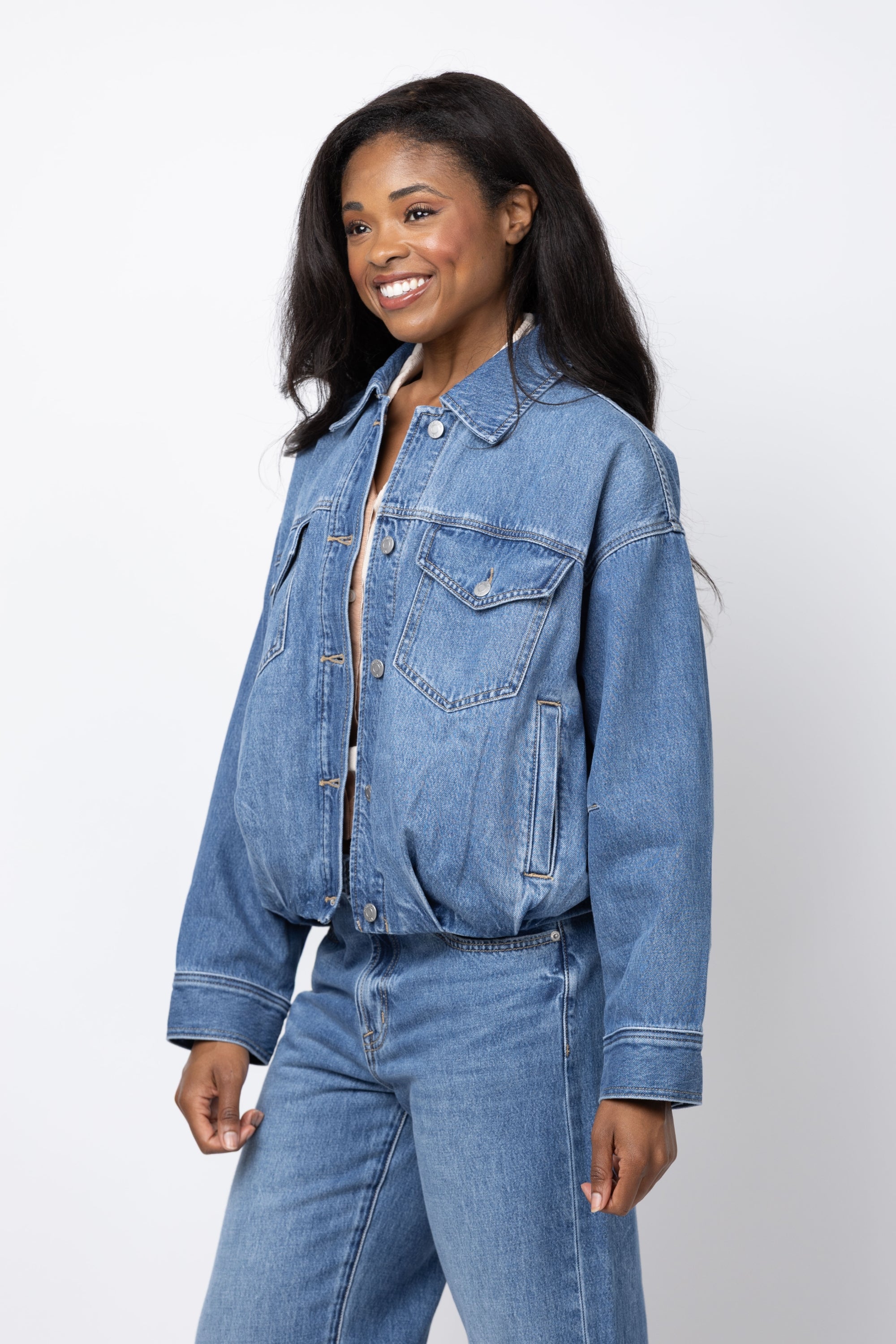 PISTOLA Denim Bibi Blouson Trucker Jacket in Heartfelt