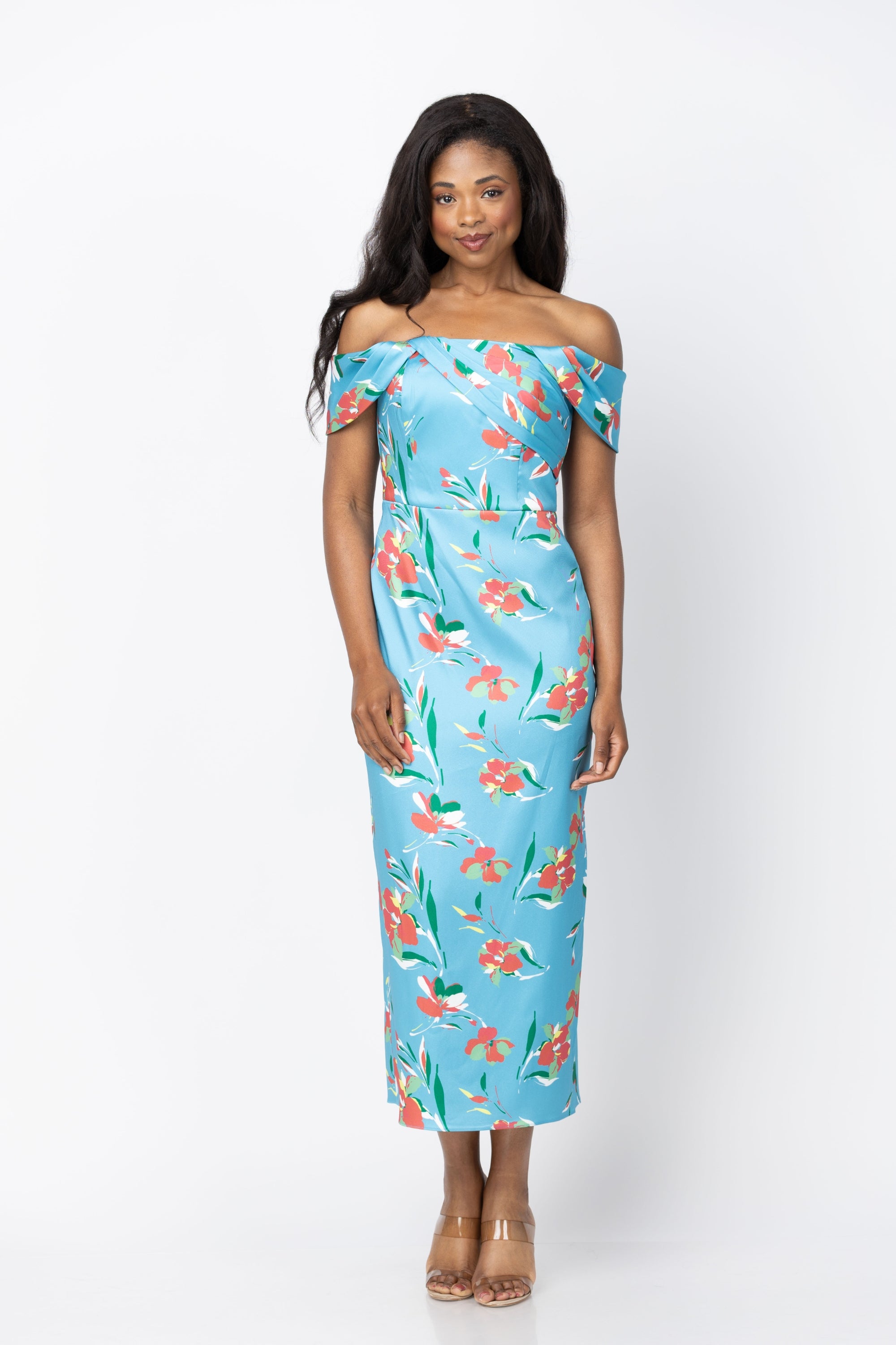 shoshanna off the shoulder dress Midnight Calder Dress