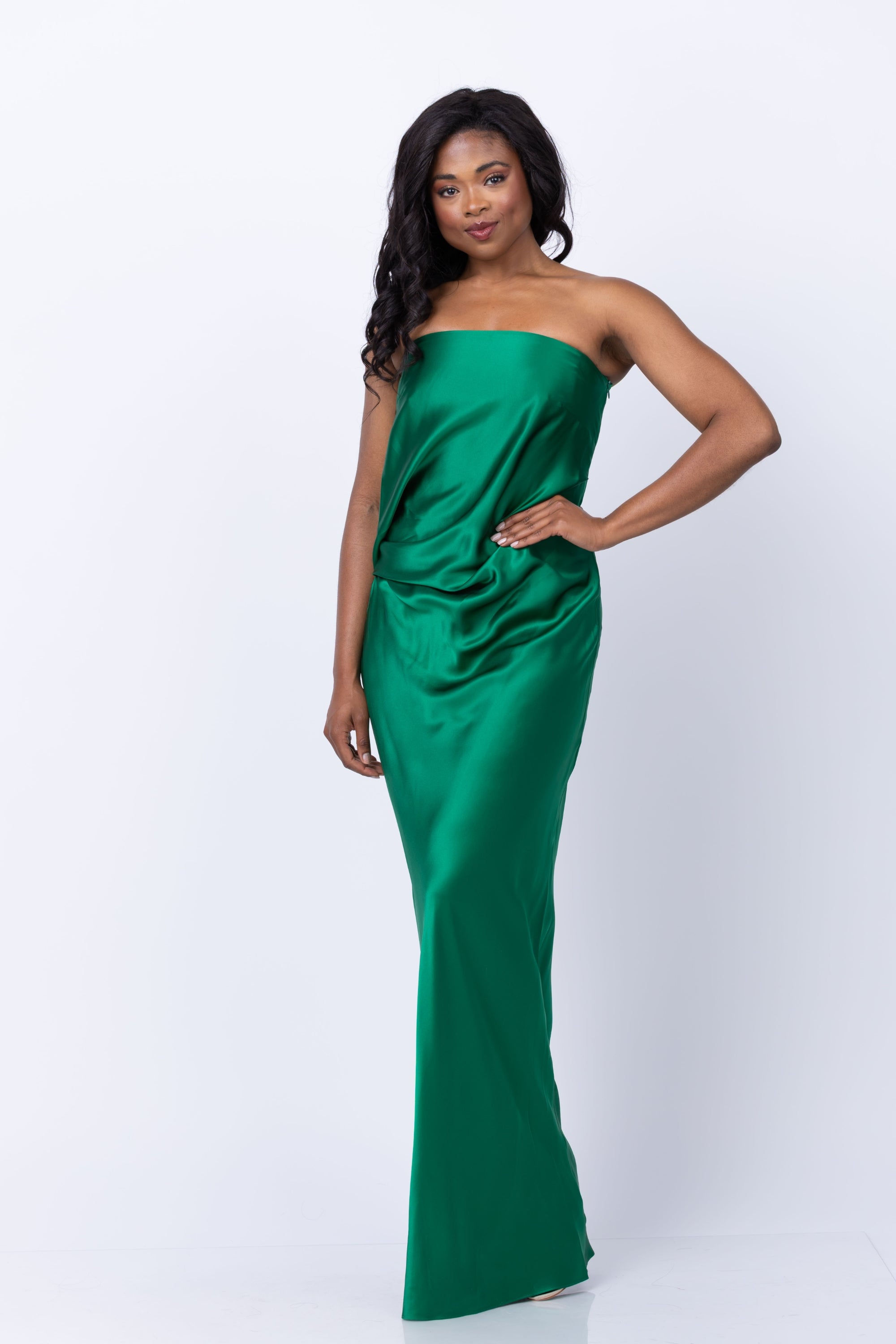 The Sei Draped Strapless Gown in Verdant The Sei Draped Strapless Gown in Verdant