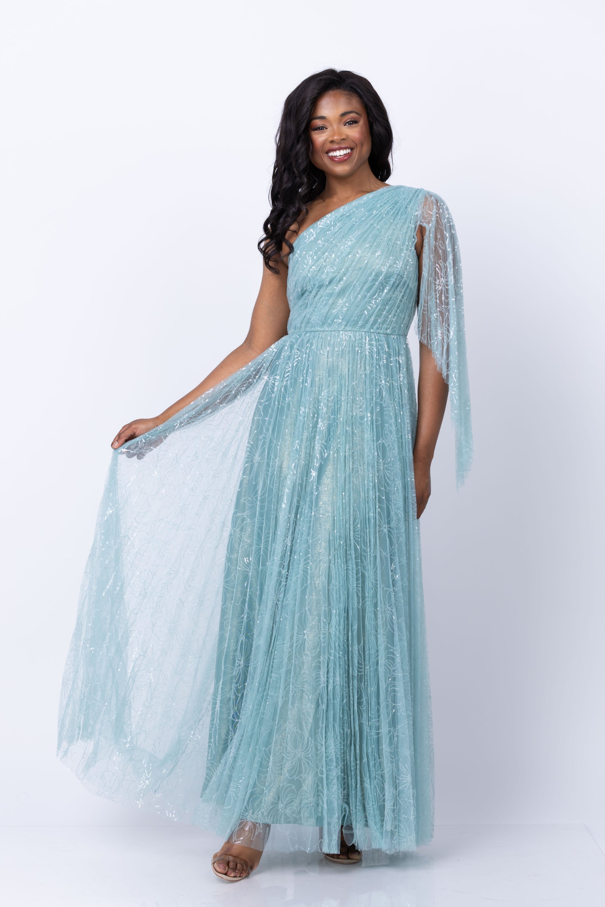 teal one shoulder cocktail dress Emerald Fitted One Shoulder Cocktail Dress 38198
