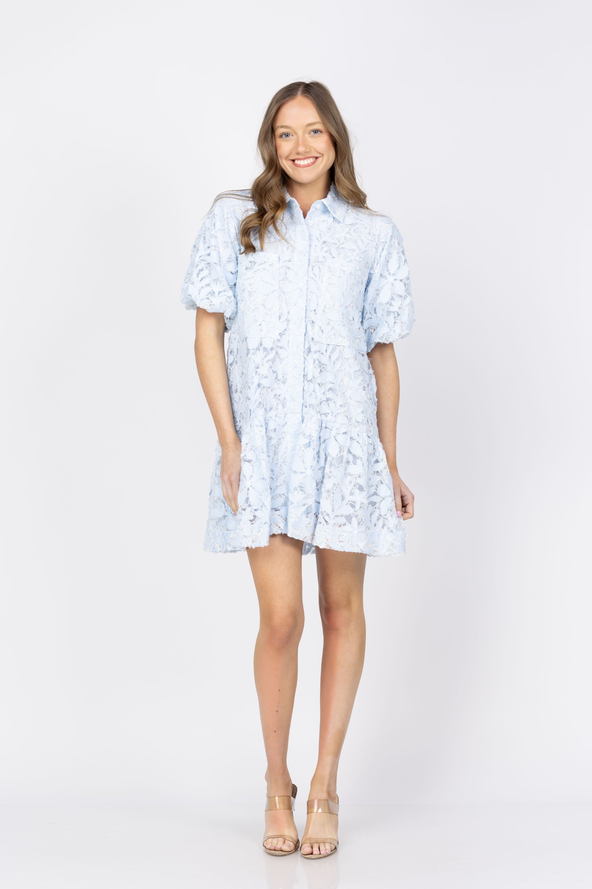 SIMKHAI Crissy Cotton Lace Mini Dress, Celeste Mu, Women's, XS