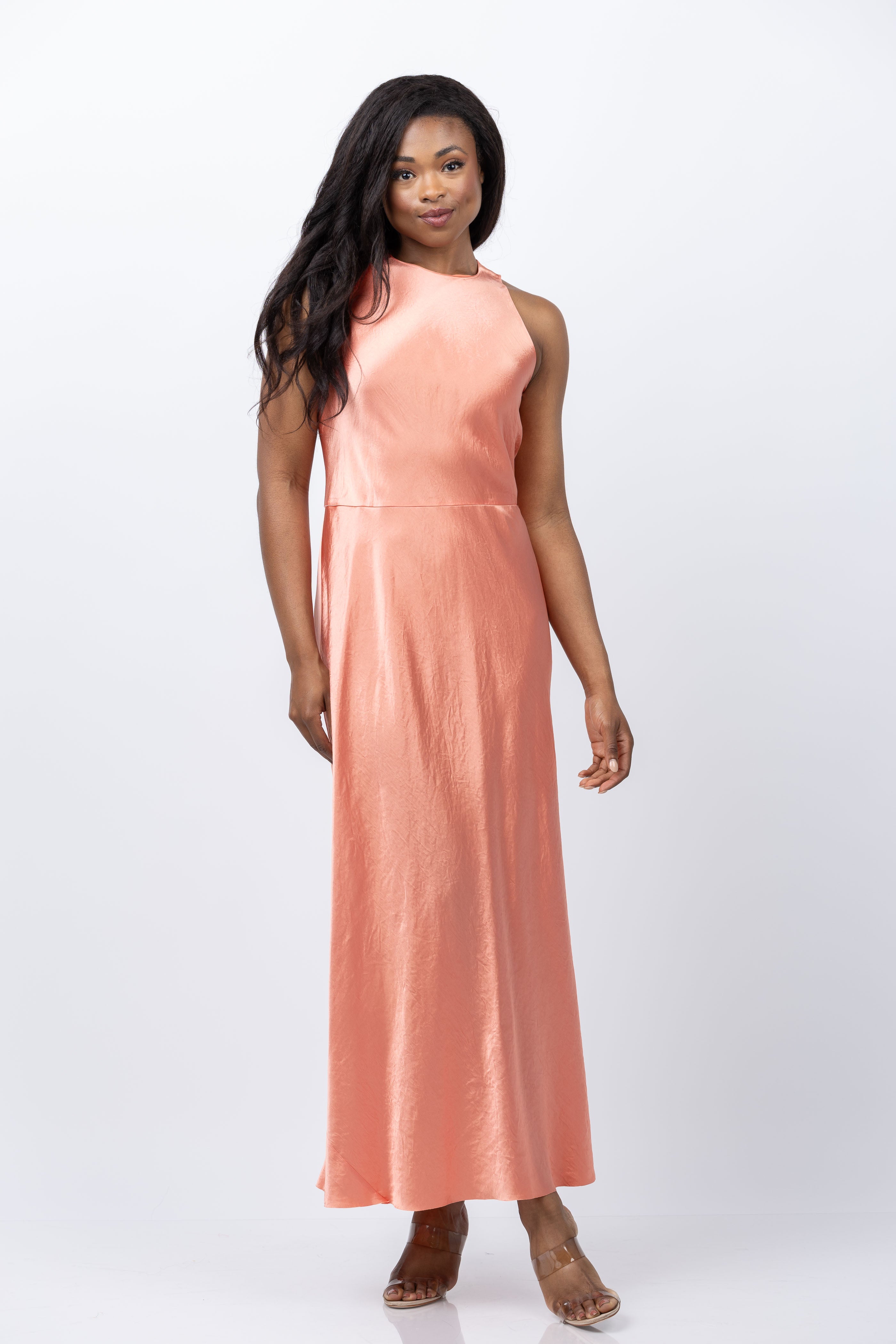Vince Women's Lean Satin Maxi Dress - Coral - Size Small Vince Women's Lean Satin Maxi Dress - Coral - Size Small