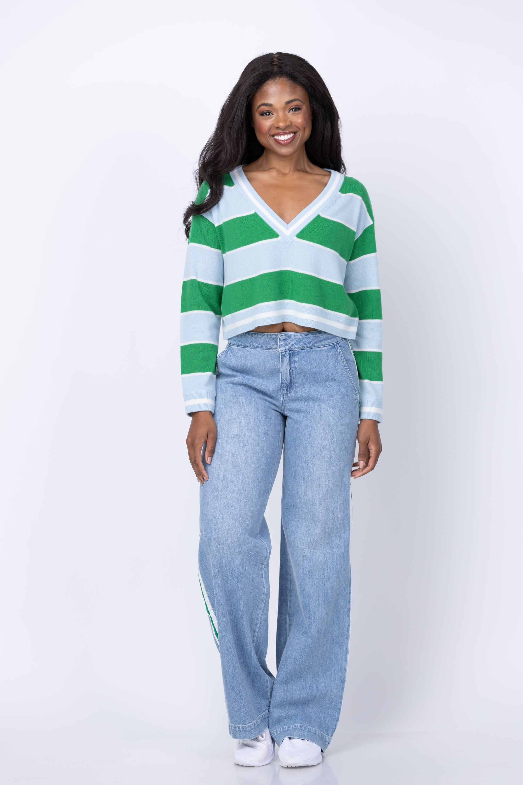alice + olivia Xander Straight Leg Jean with Racing Stripe in Edie