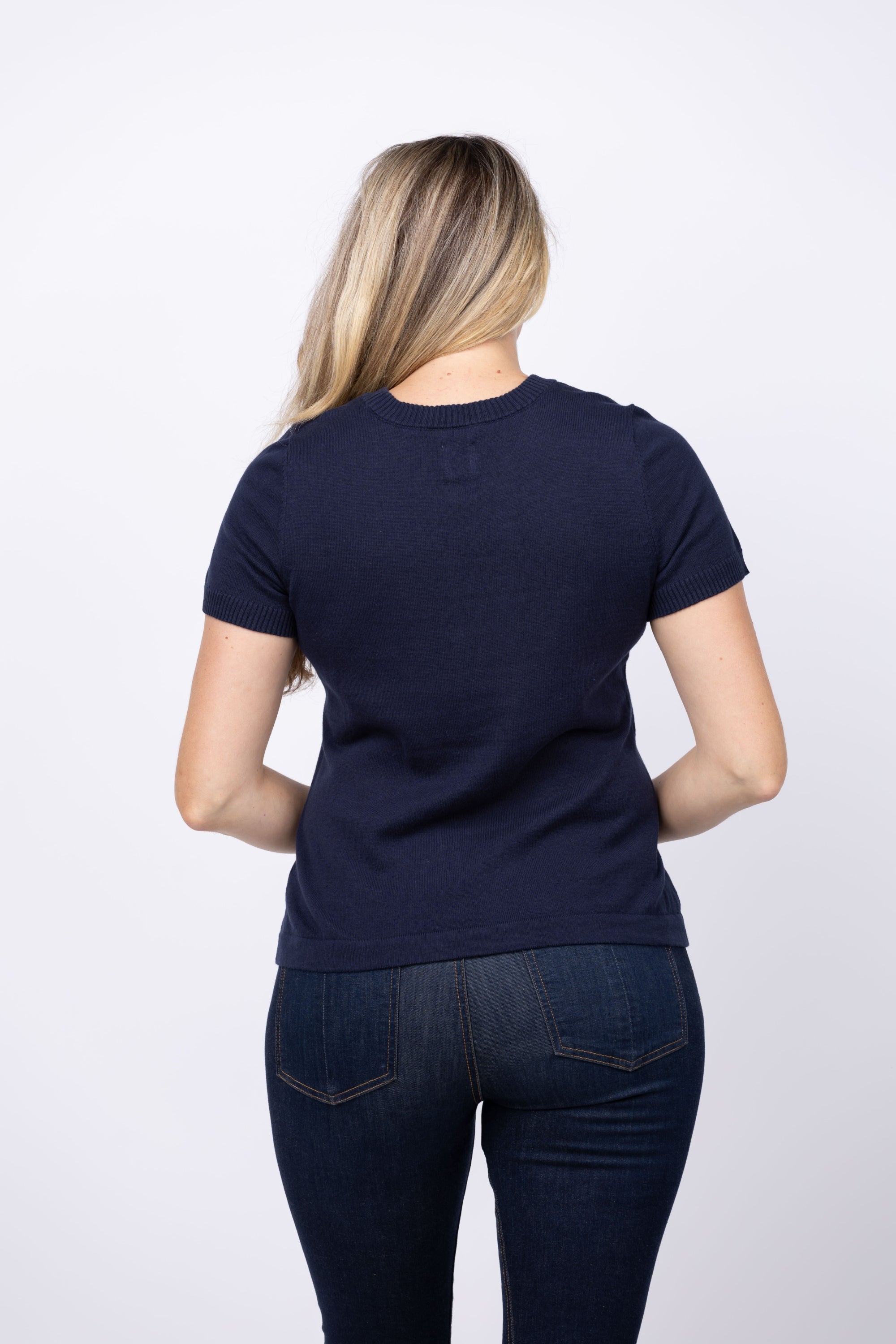 Nic + Zoe Easy Scoop Neck Pure Cotton Sweater Tee in Dark Indigo