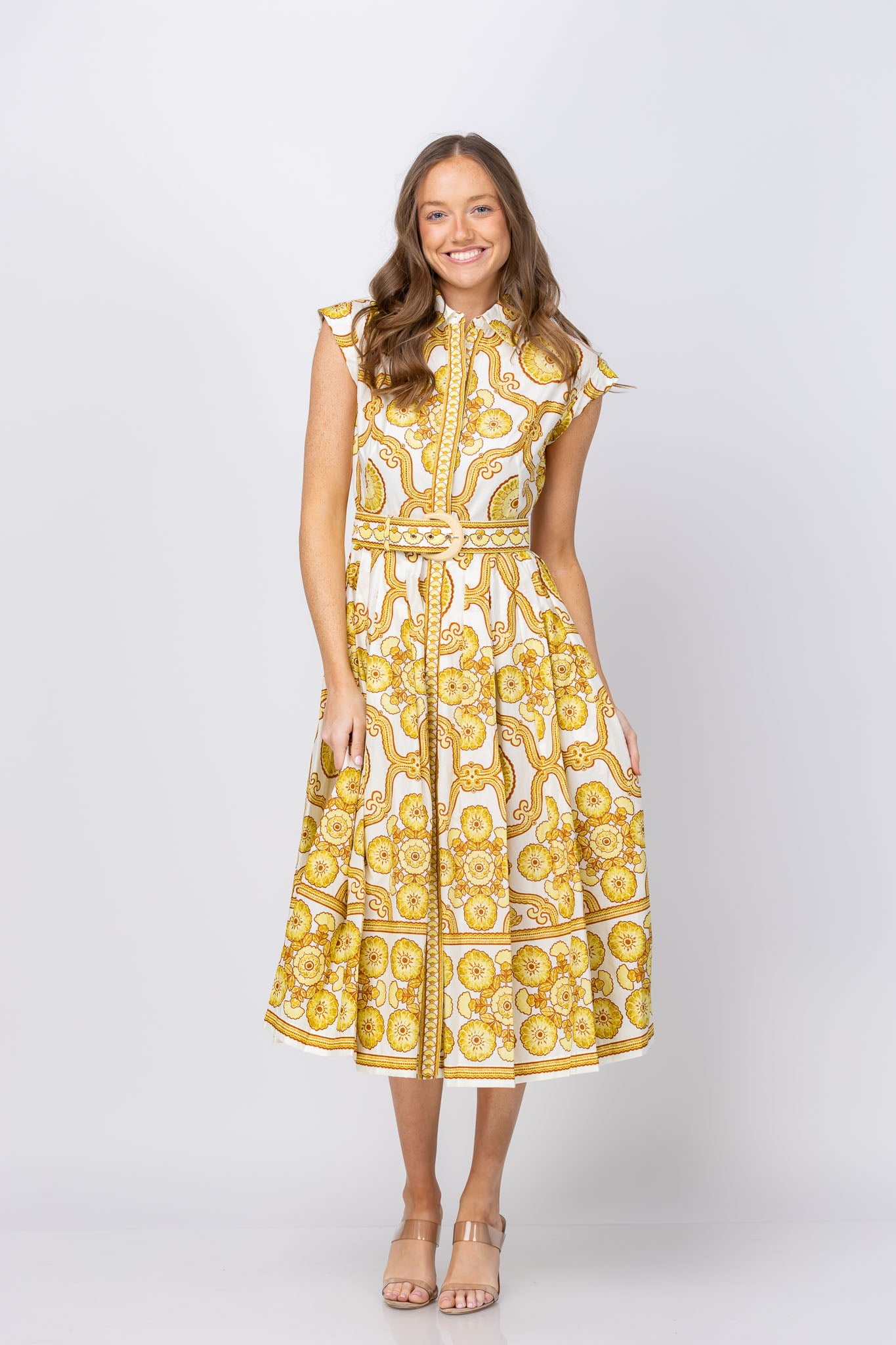Cara Cara Octavia Dress In Mod Floral Yellow