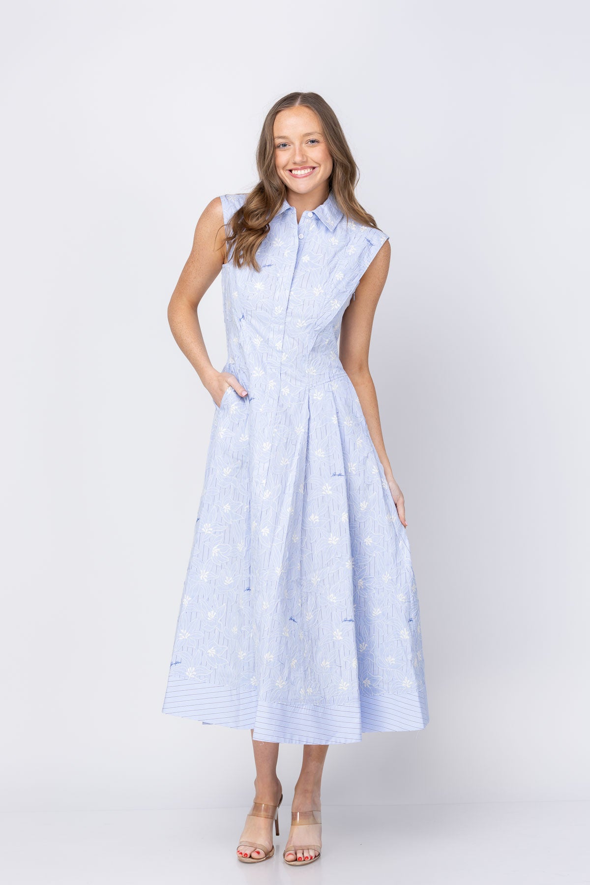 simkhai dress blue Simkhai Kenlie Mixed Media Bubble Midi Dress, Blue, Women's, Medium, Cocktail & Party Wedding Guest Dresses Midi Dresses