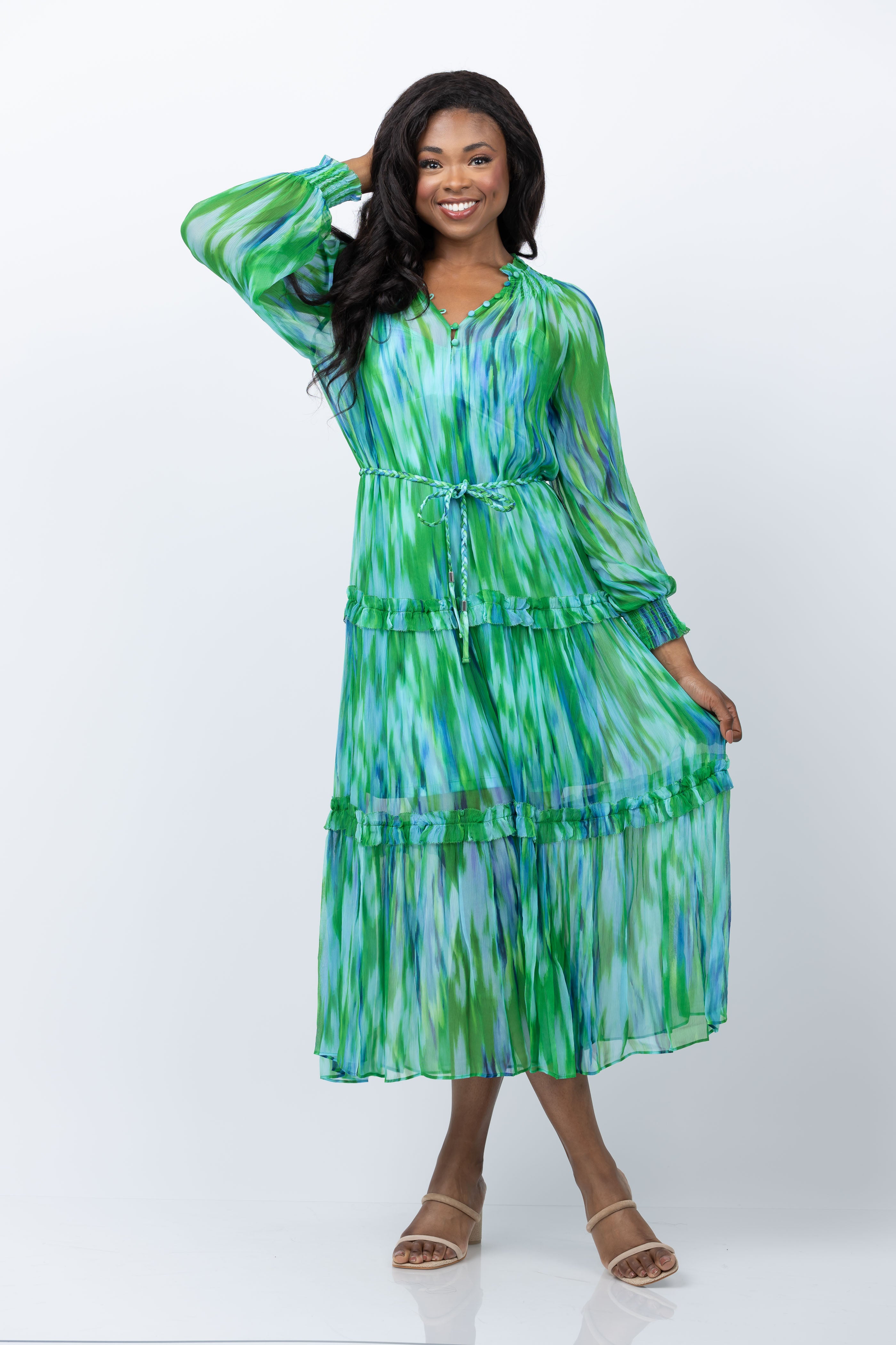 sachin and babi light blue dress pretty KIRA|Plus Size Sequin Cape Sleeve V-Neck Mother of the Bride Dr main image 1