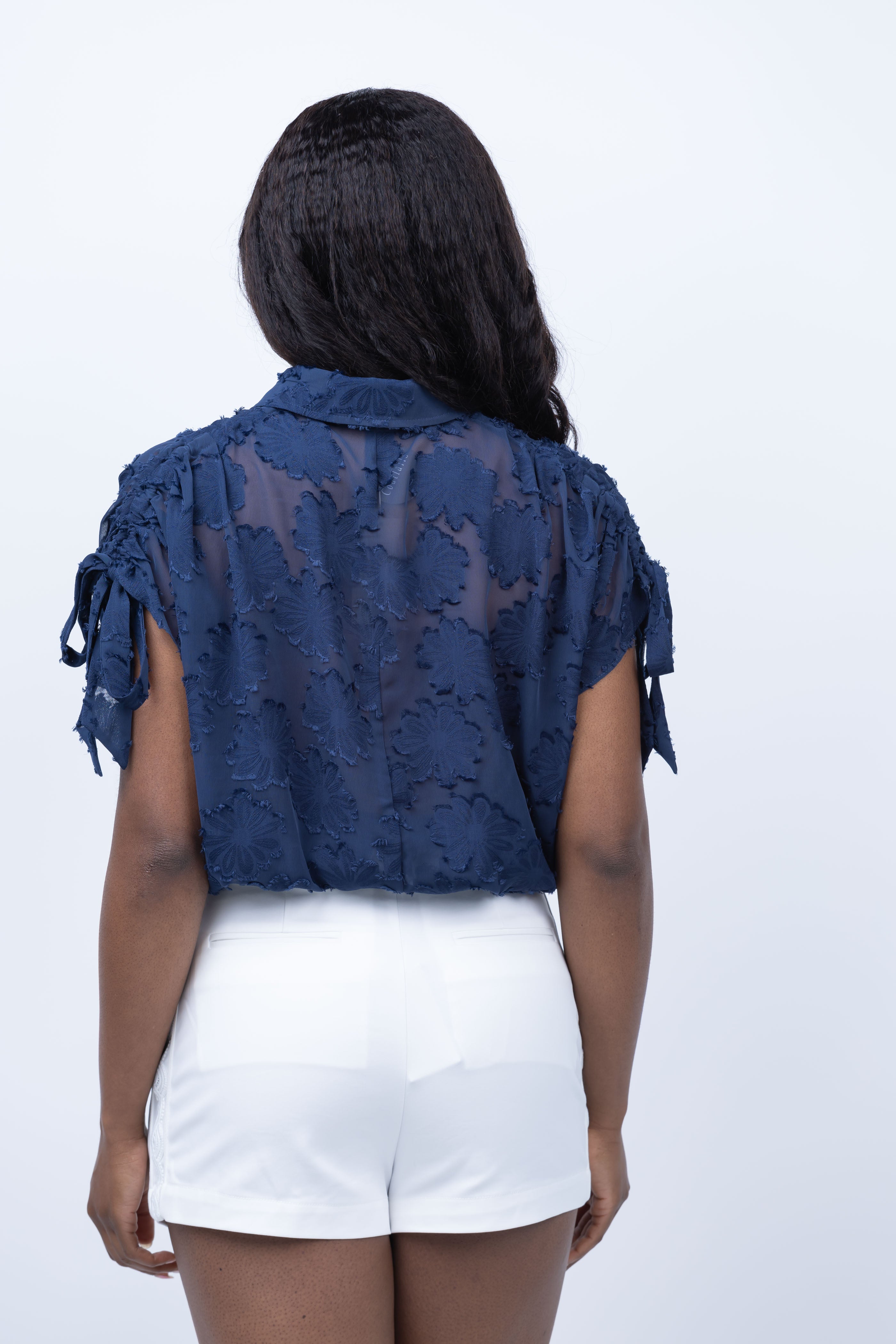 Ramy Brook Roxie Blouse in Navy Jacquard