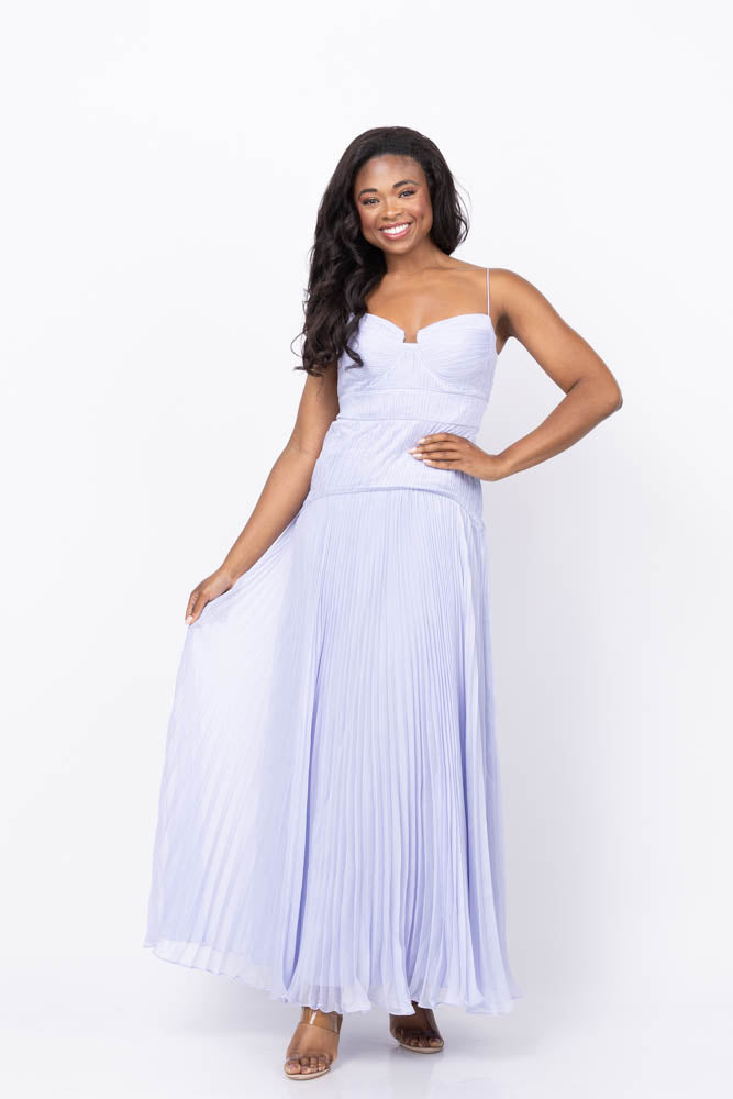 AMUR Women's Saylor Pleated Gown - Blue - Size 6 - Rain Cloud AMUR Women's Saylor Pleated Gown - Blue - Size 6 - Rain Cloud