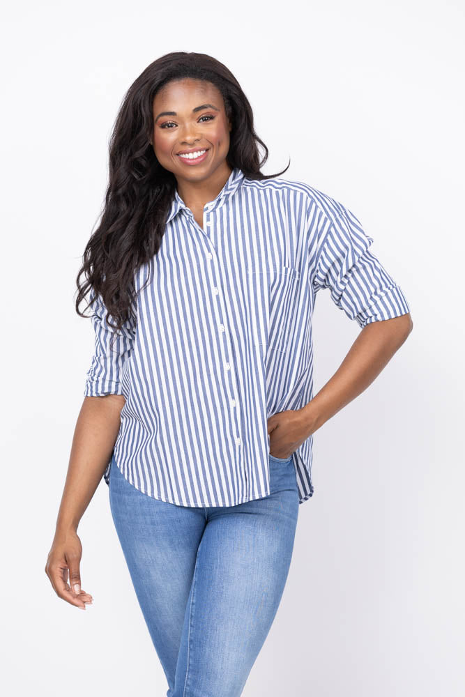 木蓮　XiRENA シャツ(Cotton Poplin)◆ XiRENA Jordy Shirt in Mediterranean