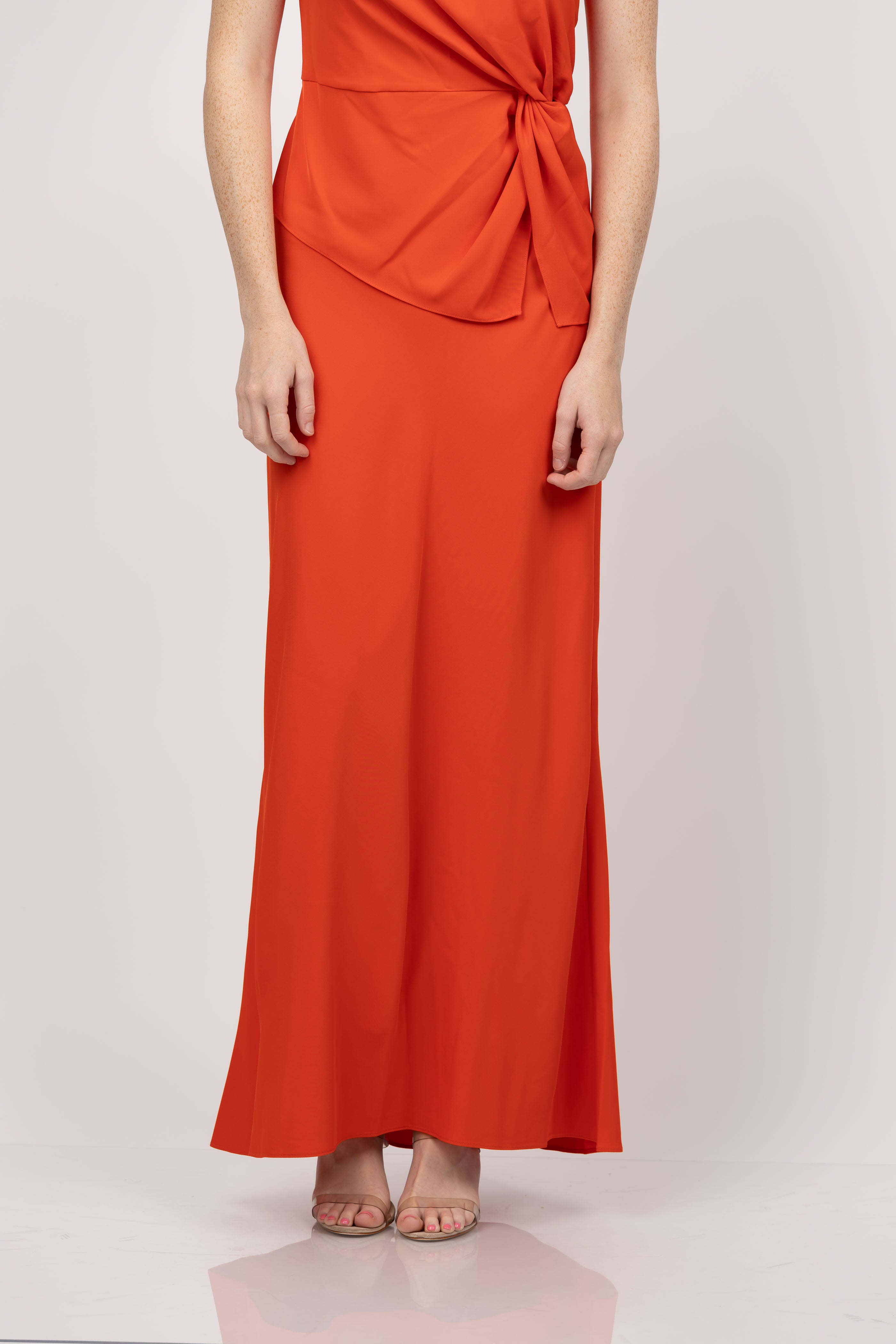 the sei orange dress One Shoulder Cowl Gown
