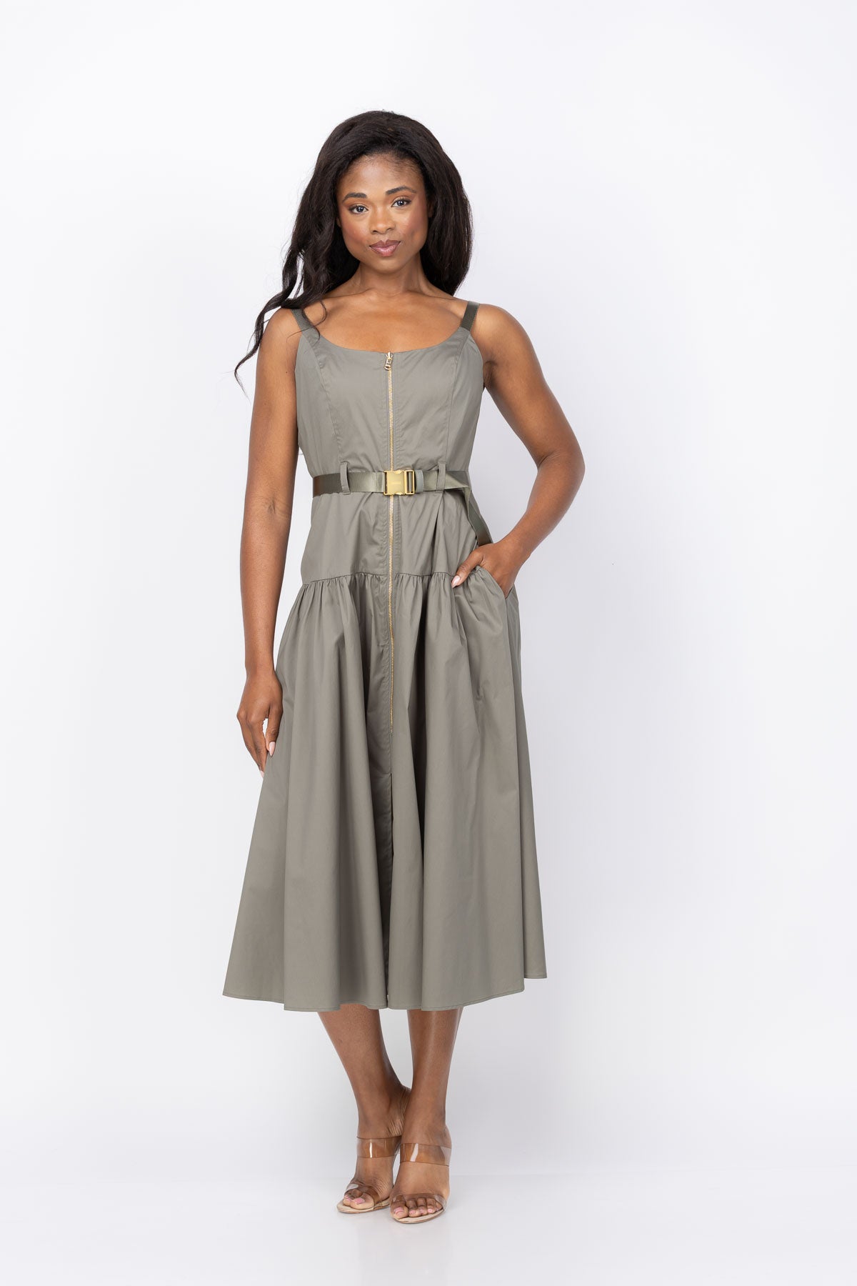 L'AGENCE Rima Dress In Smokey Olive