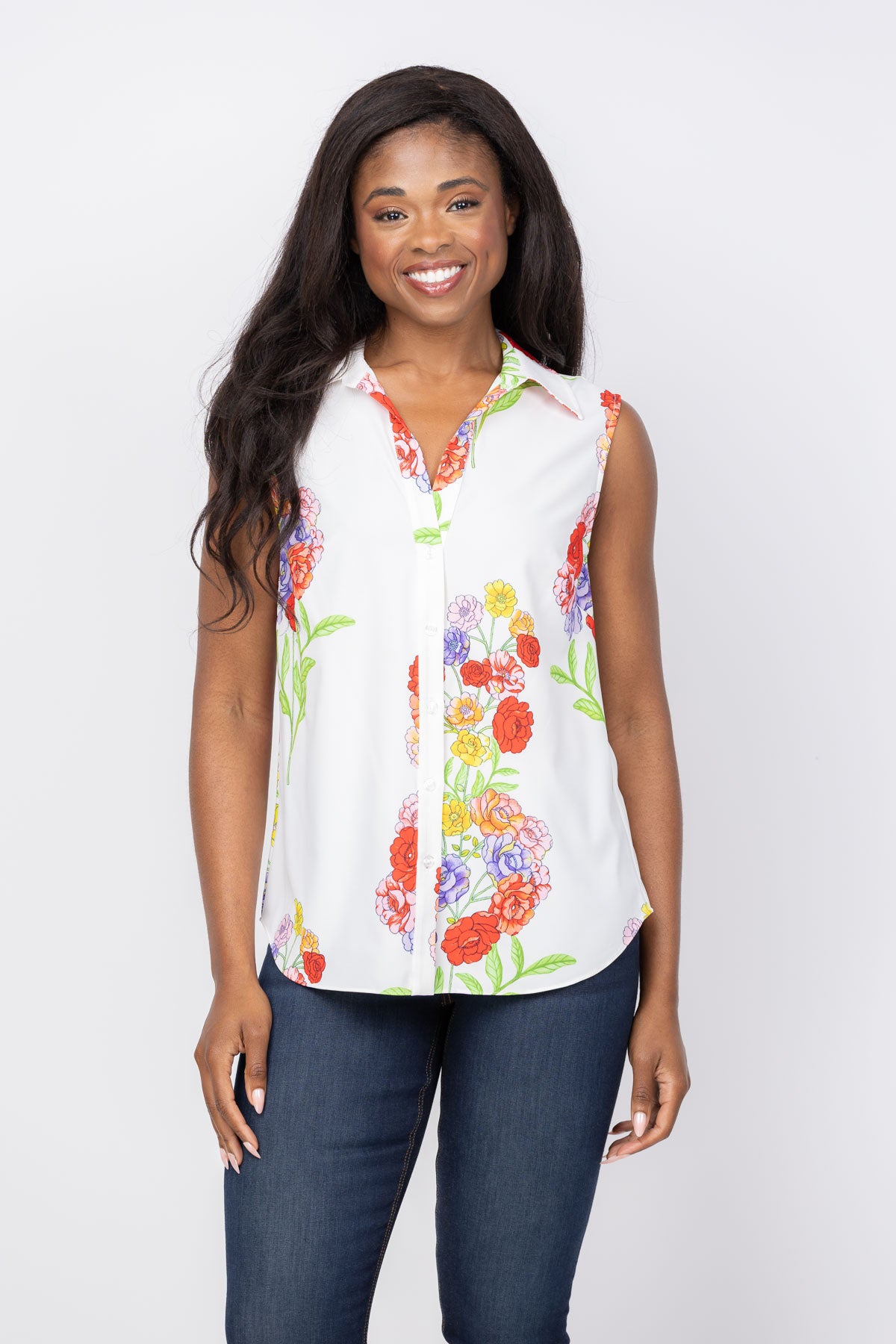 Milly Josephine Printed Blouse in White Multi