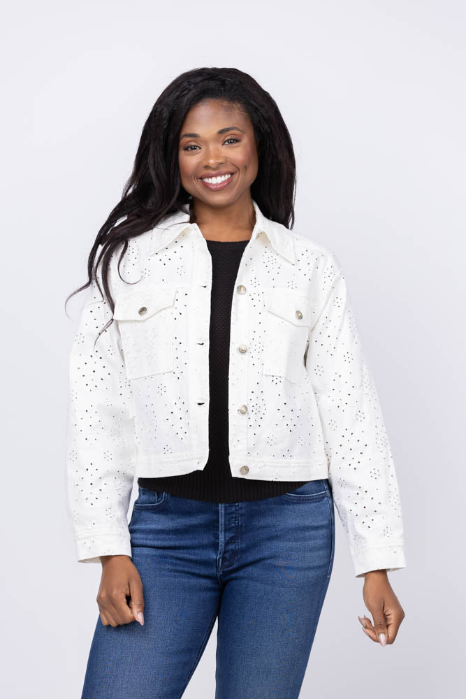 Ramy Brook Martha Jacket in White Eyelet