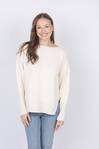 White + Warren Boatneck Sweater In Ivory