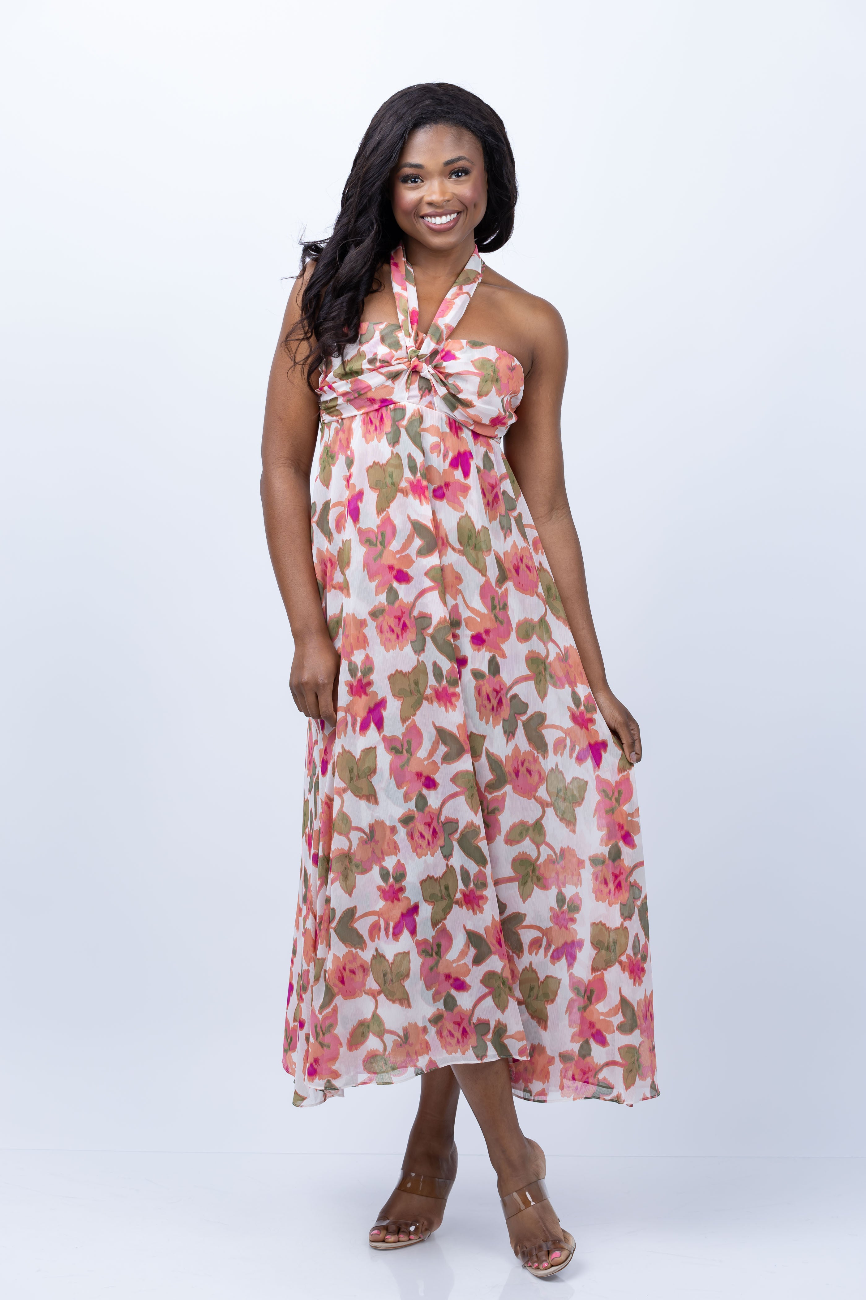 Misa Emine Dress in Sonoran Floral Chiffon CoatTails