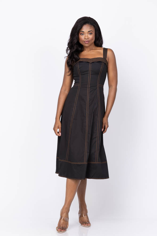 Shoshanna Women's Maxwell Stretch-Cotton Sleeveless Midi-Dress - Jet
