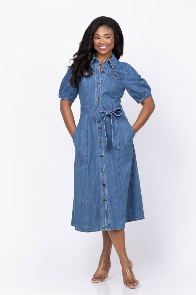 Shoshanna Mara Dress In Washed Denim