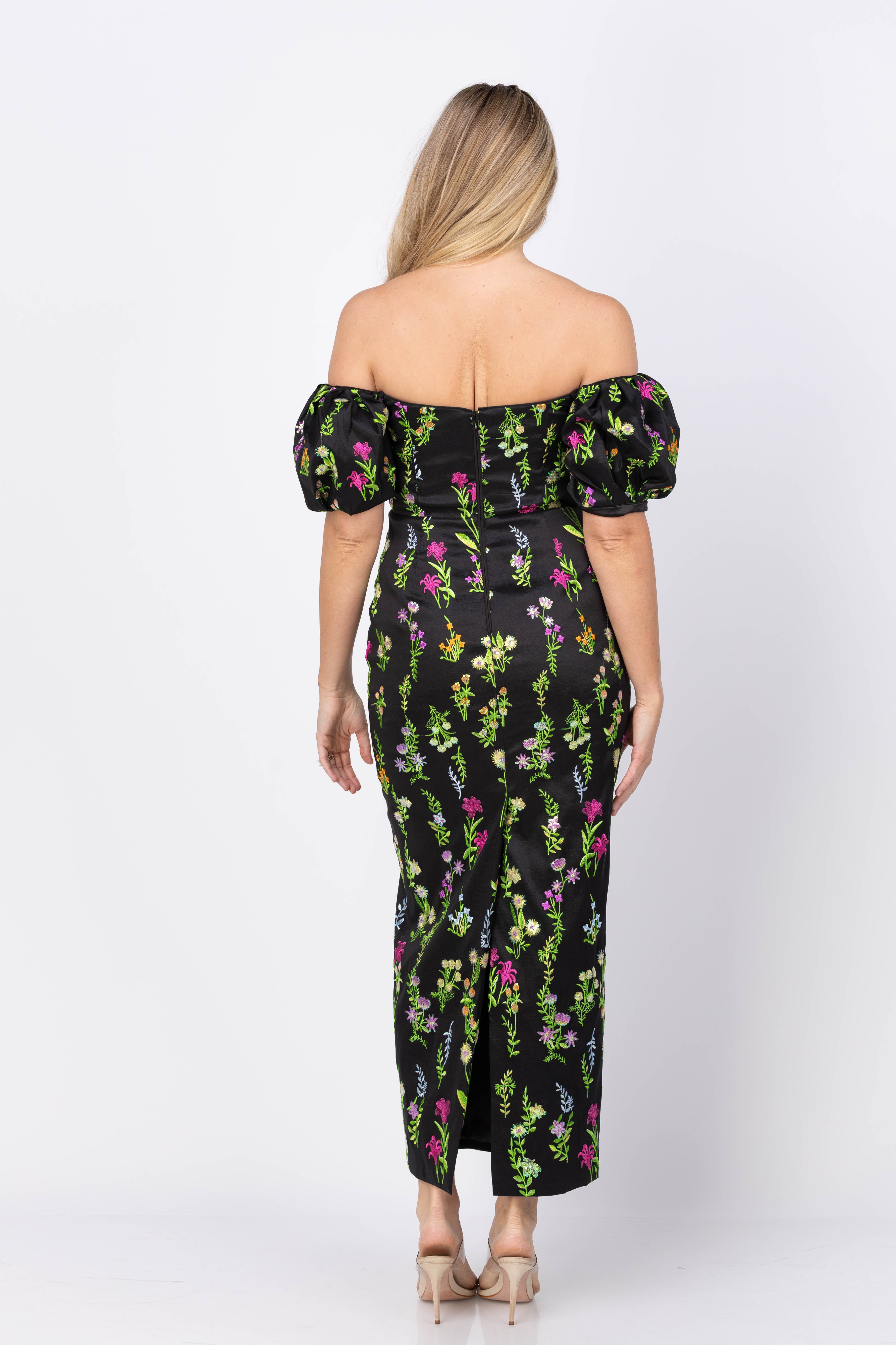 Milly Nira Bloom Embroidery Dress in Black Multi