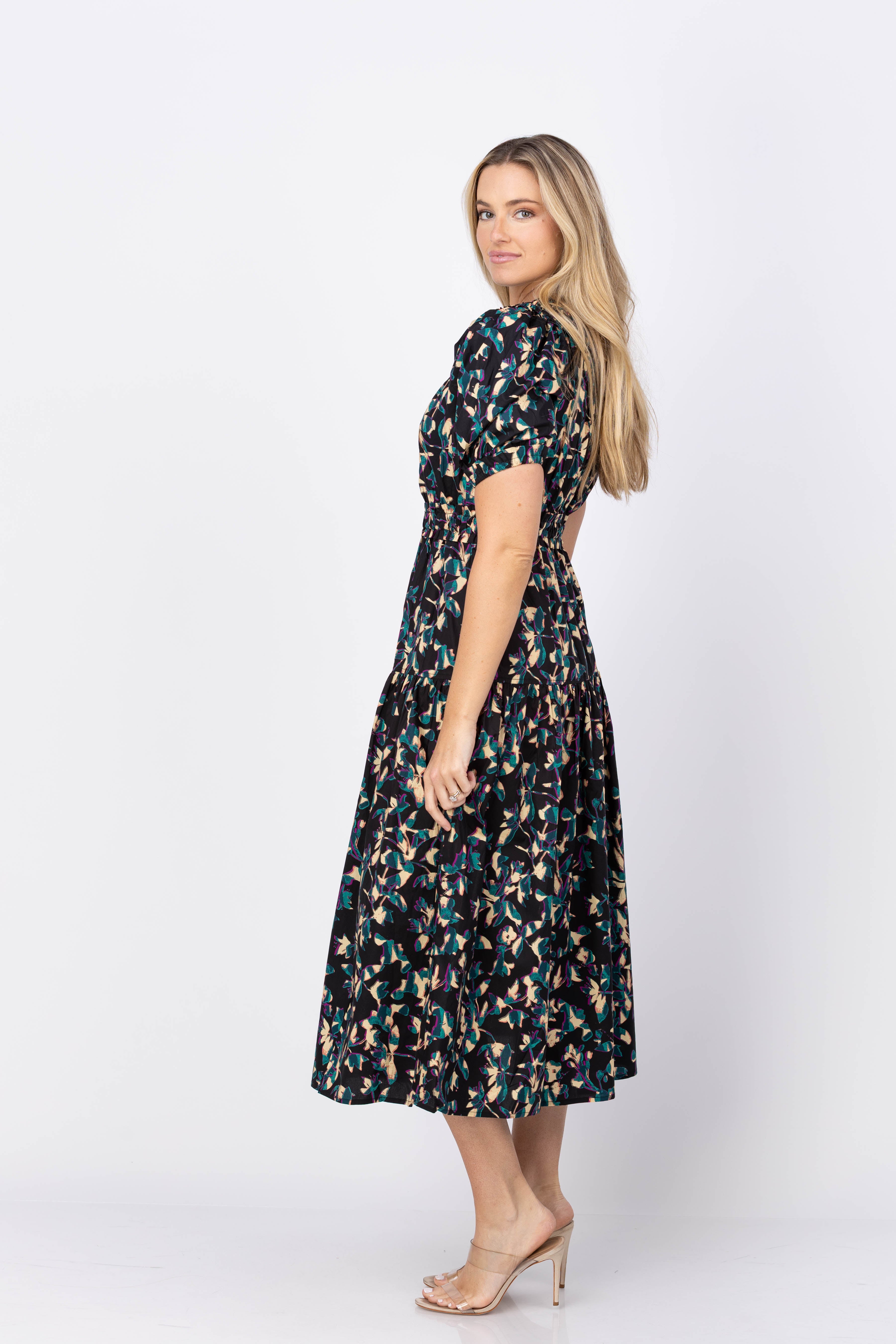 Ulla Johnson Othella Short Sleeve Midi Dress in Kaleidoscope