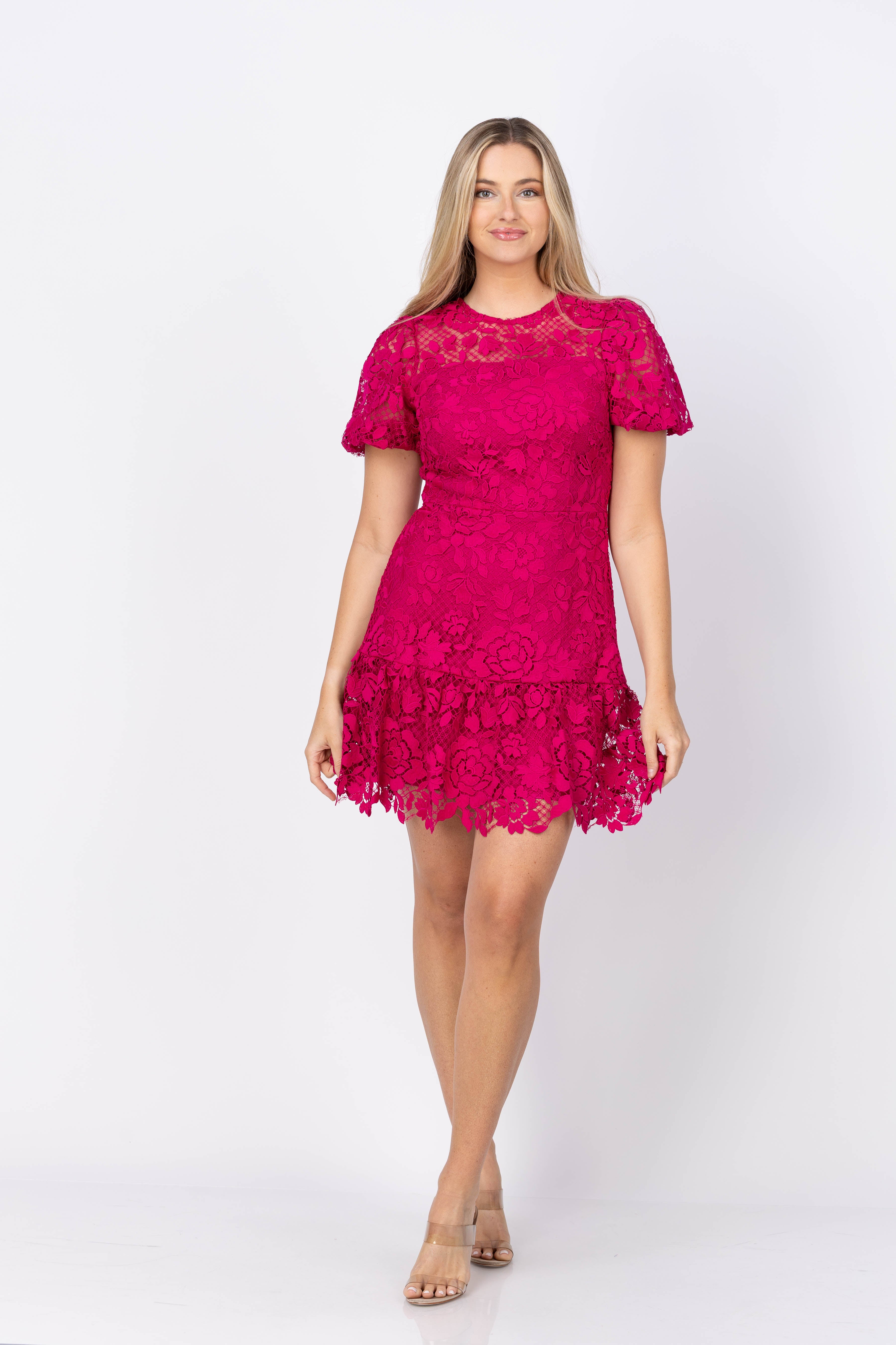 Milly Yasmin Rose Mosaic Mini Dress in Raspberry