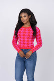 Central Park West Everly Fitted Long Sleeve Sweater in Pink