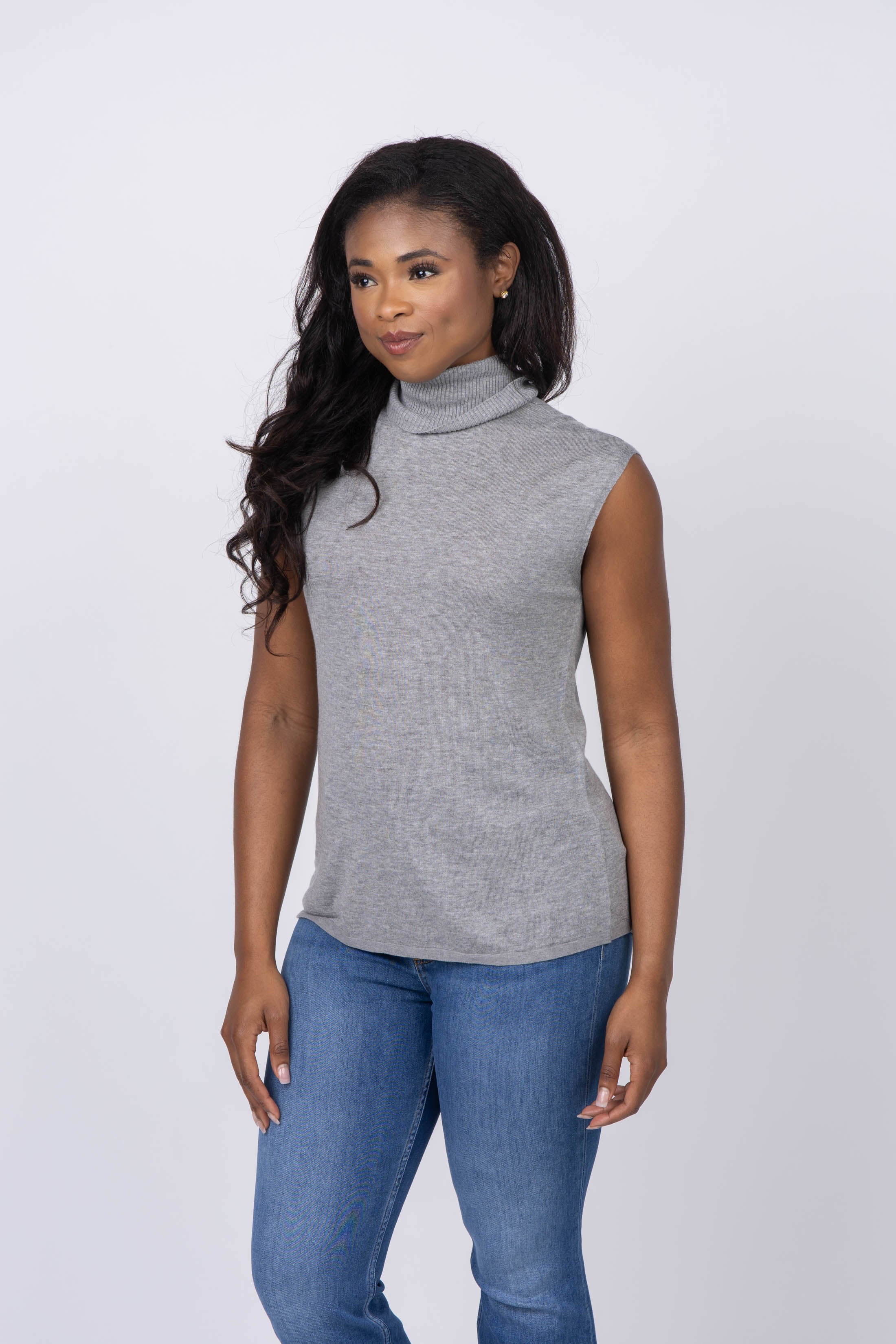 Grey on sale sleeveless turtleneck