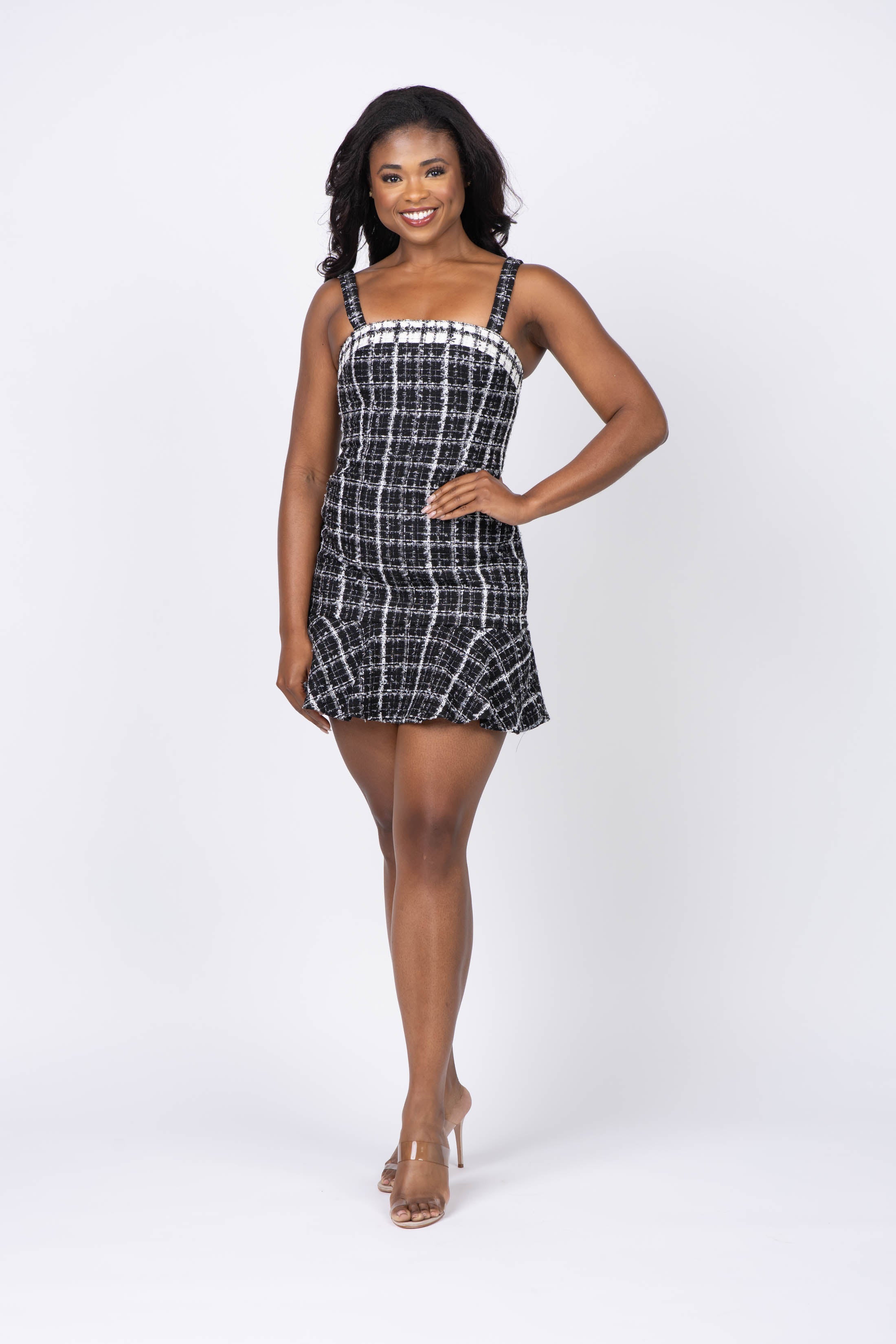 Alice Oliva Kaidra Mini Dress in Black Off White CoatTails