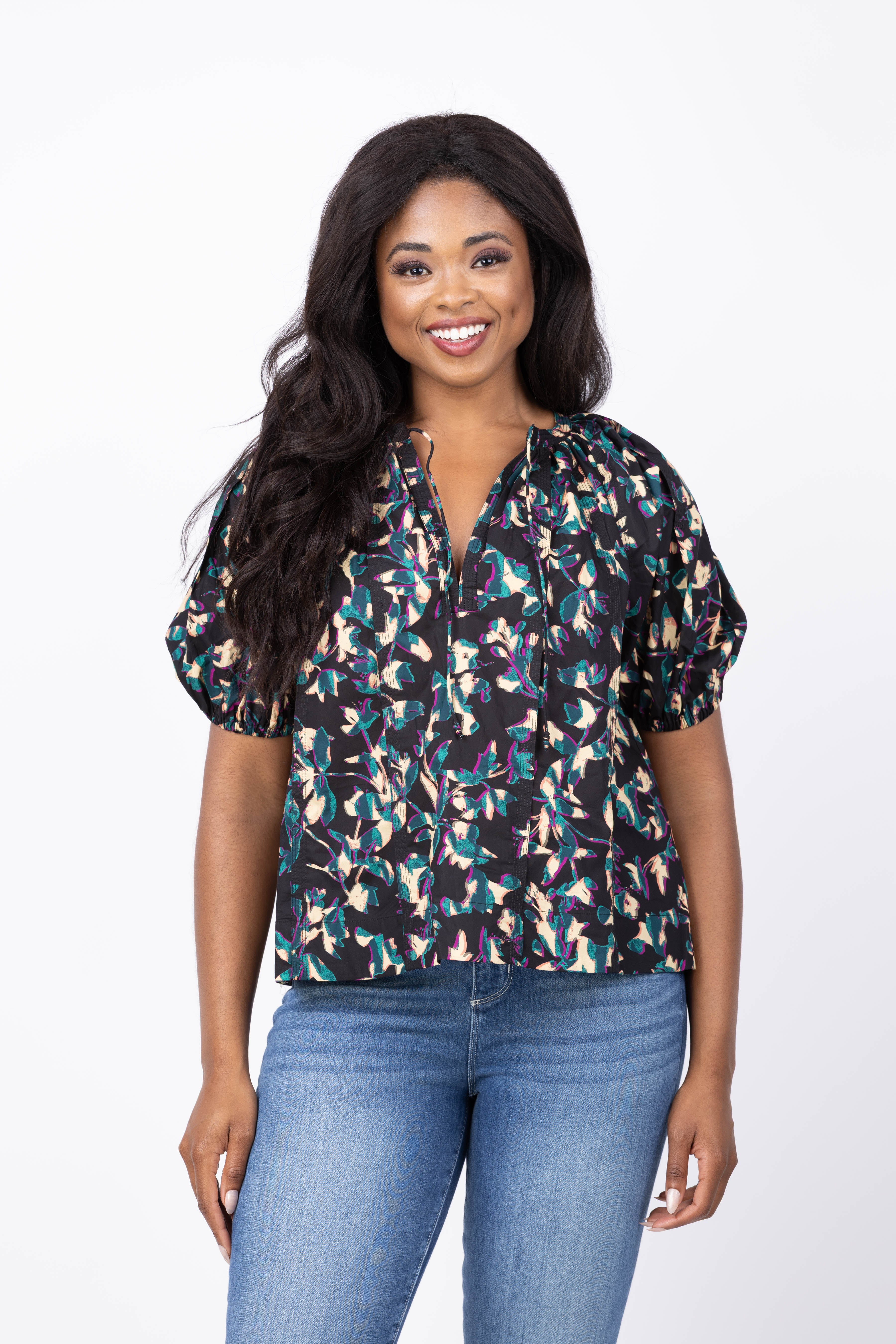 Ulla Johnson Loli Short Sleeve Blouse in Kaleidoscope