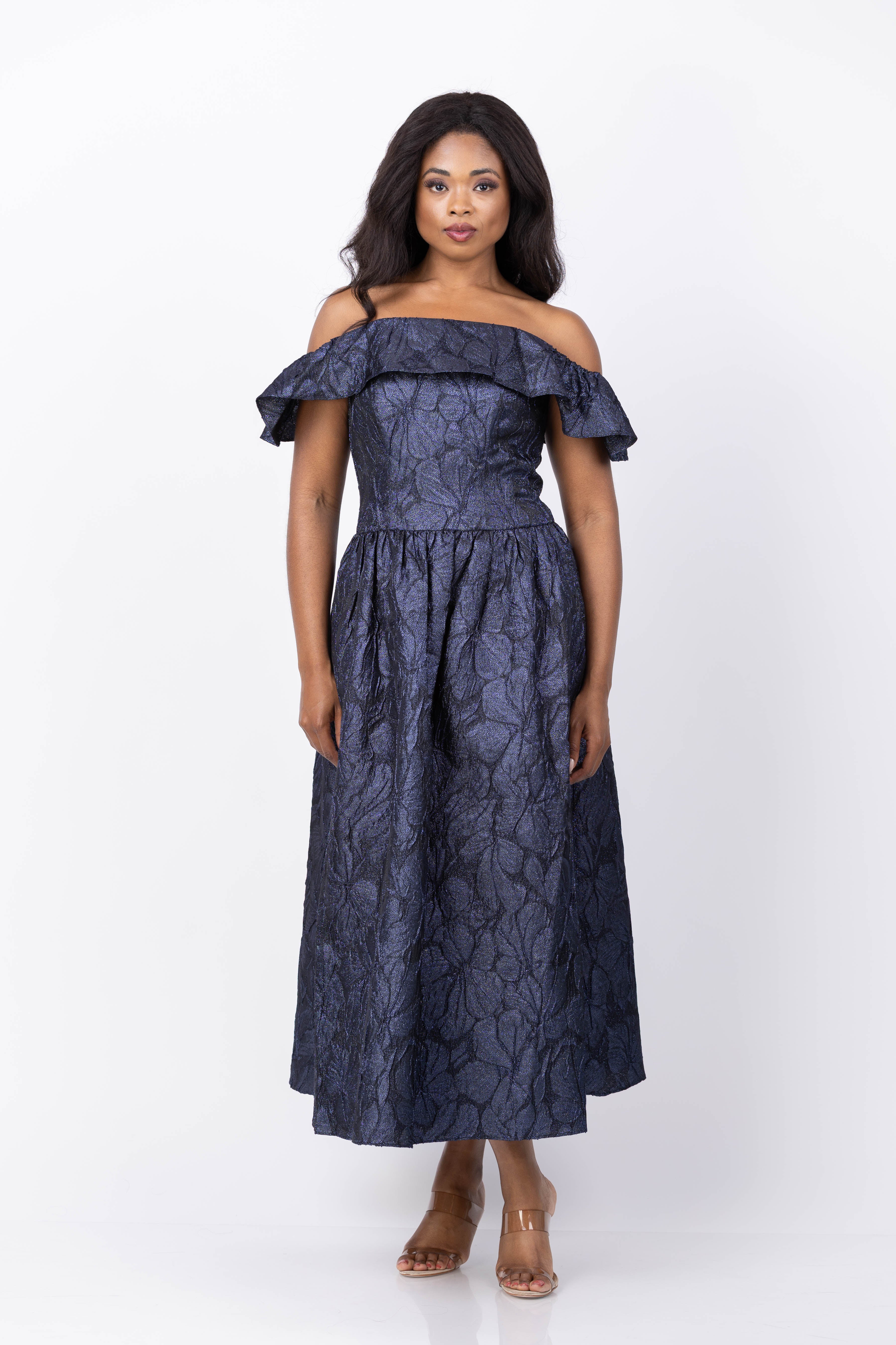 Shoshanna Women's Solana Metallic Jacquard Cocktail Dress - Navy