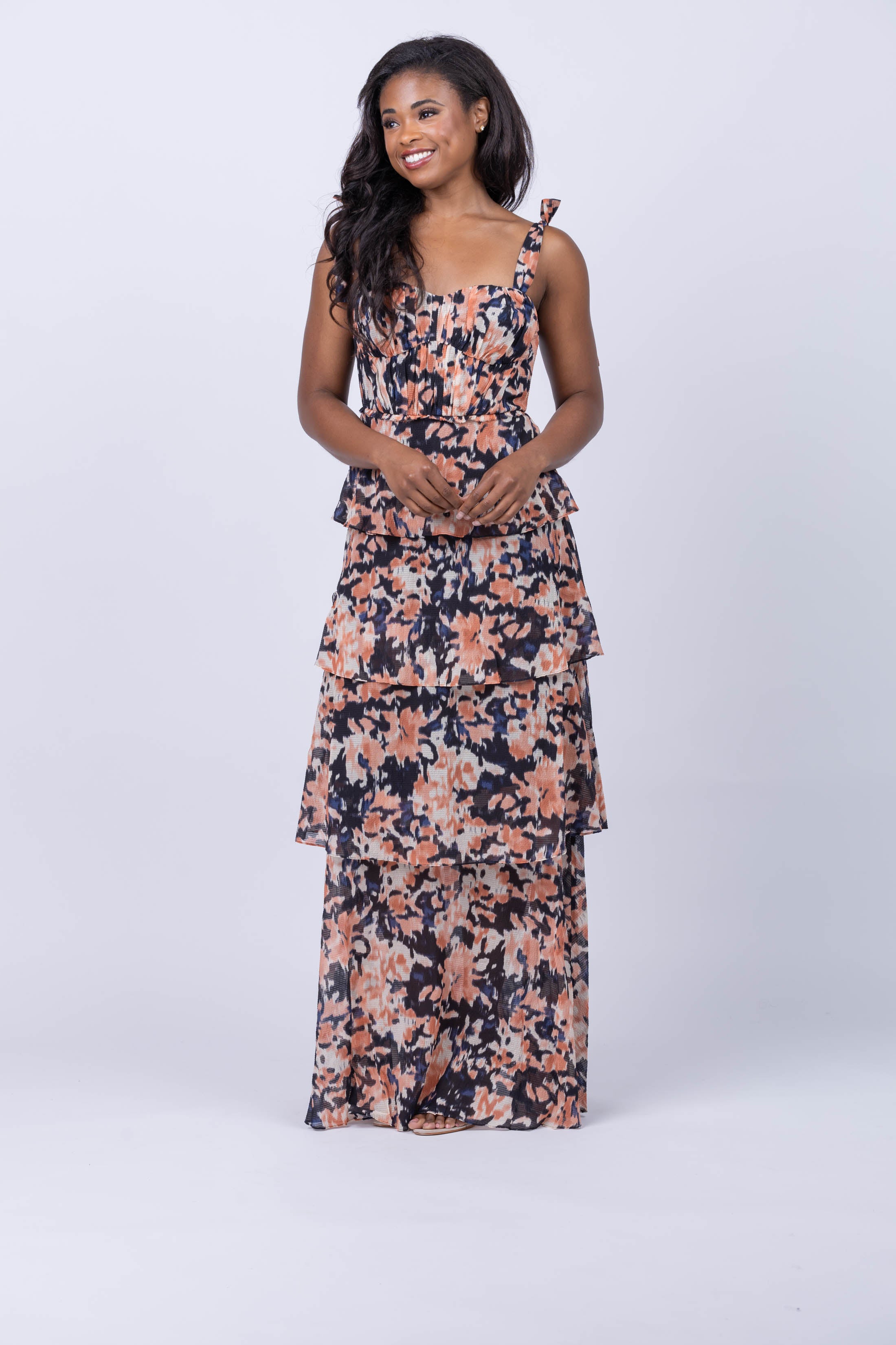 Tanya Taylor Paige Dress In Peach Multi Tanya Taylor Paige Dress In Peach Multi
