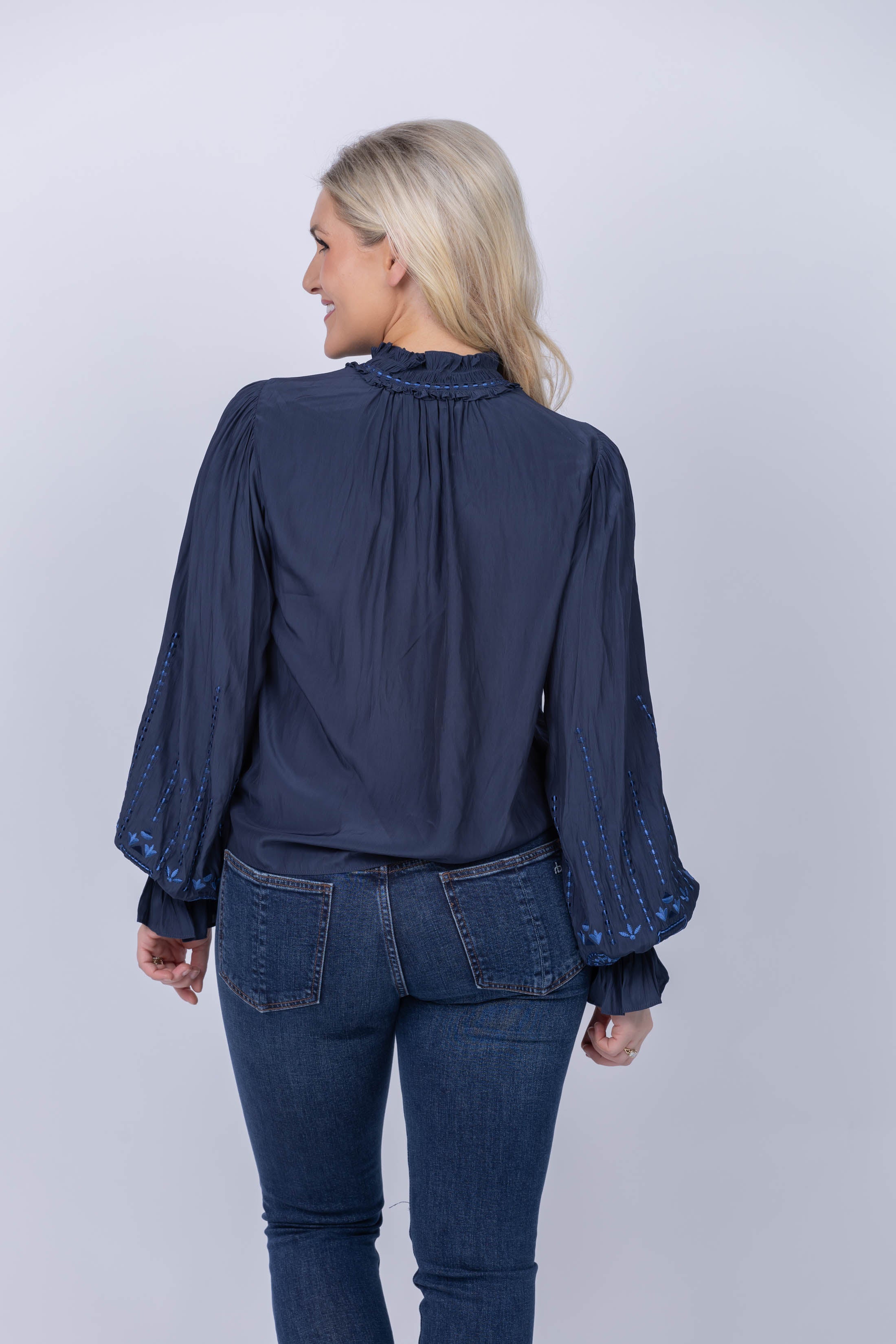 Ramy Brook Eleanor Blouse in Navy