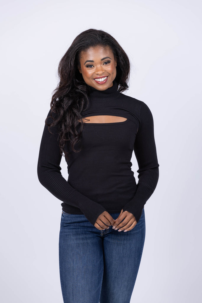 L'AGENCE Ember Cut Out Knit Top in Black – CoatTails