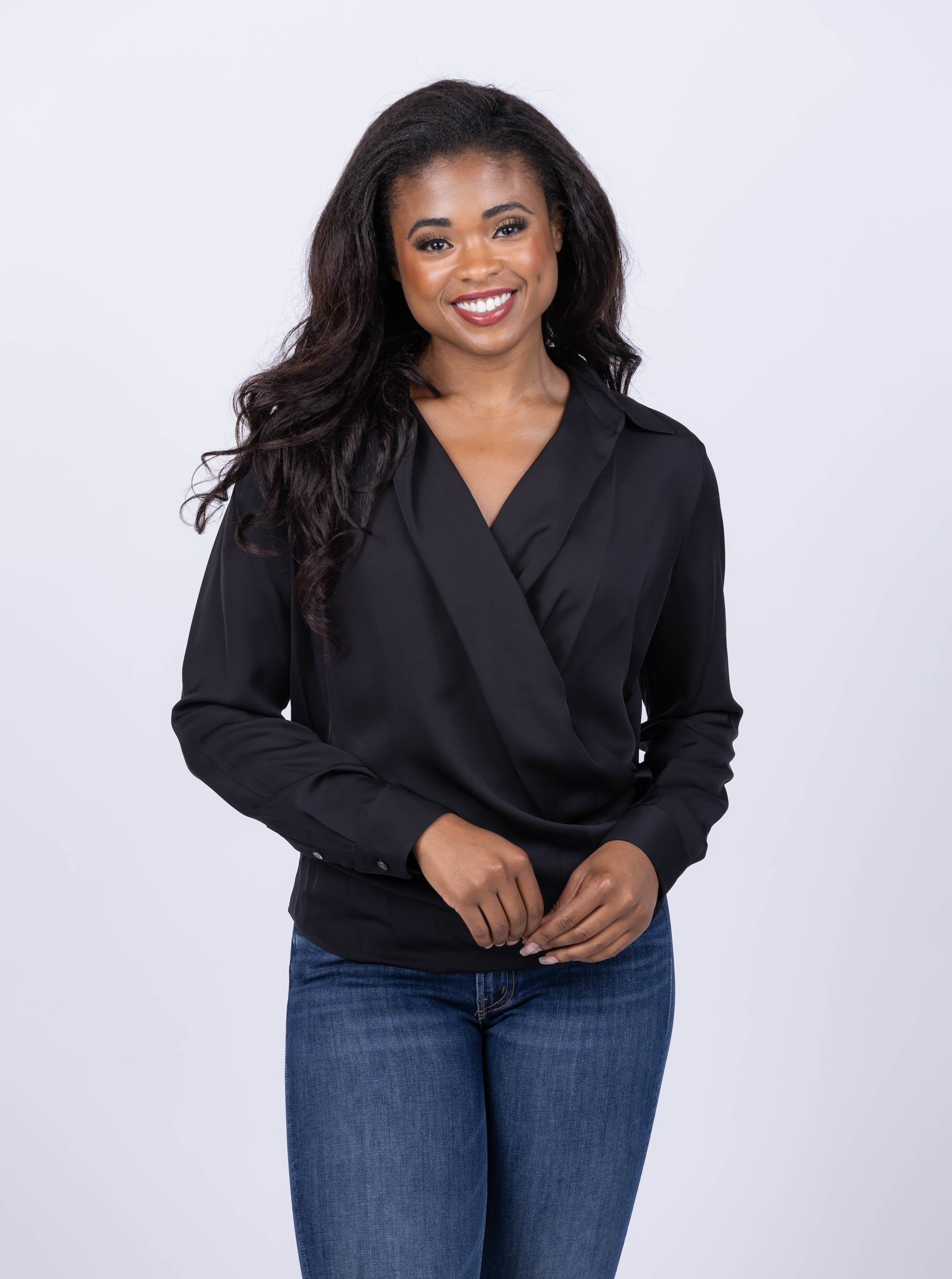 Theory Wrap Blouse in Black – CoatTails