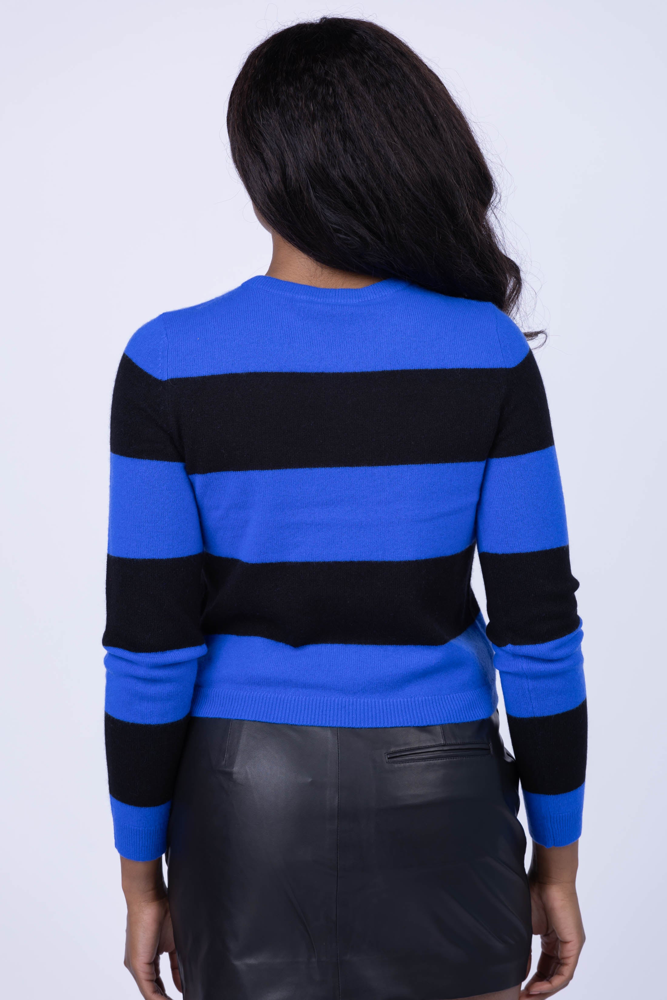 Alice + Olivia Luna Crew Top in Sapphire Black Stripe – CoatTails