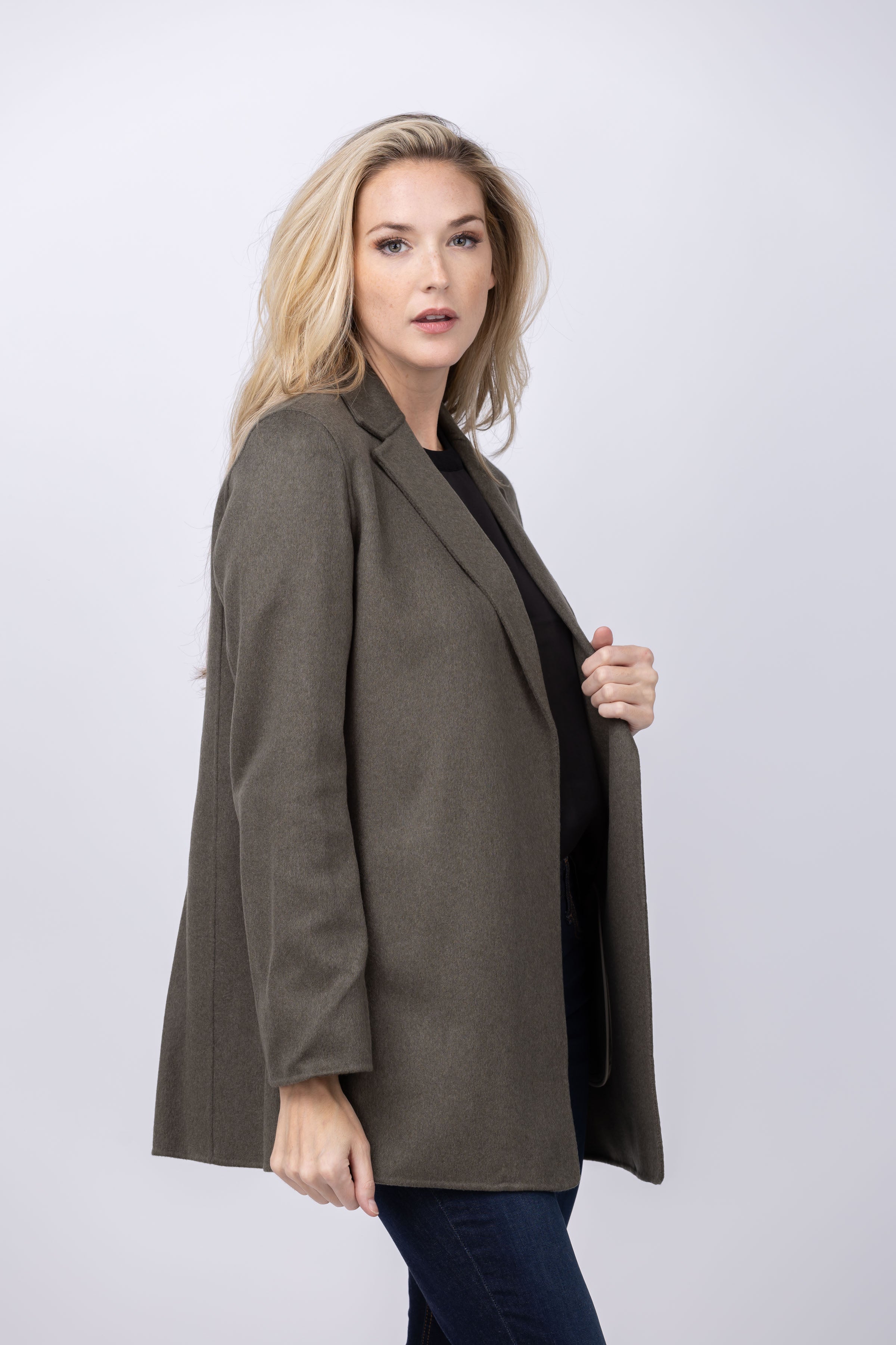 Theory Clairene Jacket in Double-Face Wool-Cashmere Hunter Green