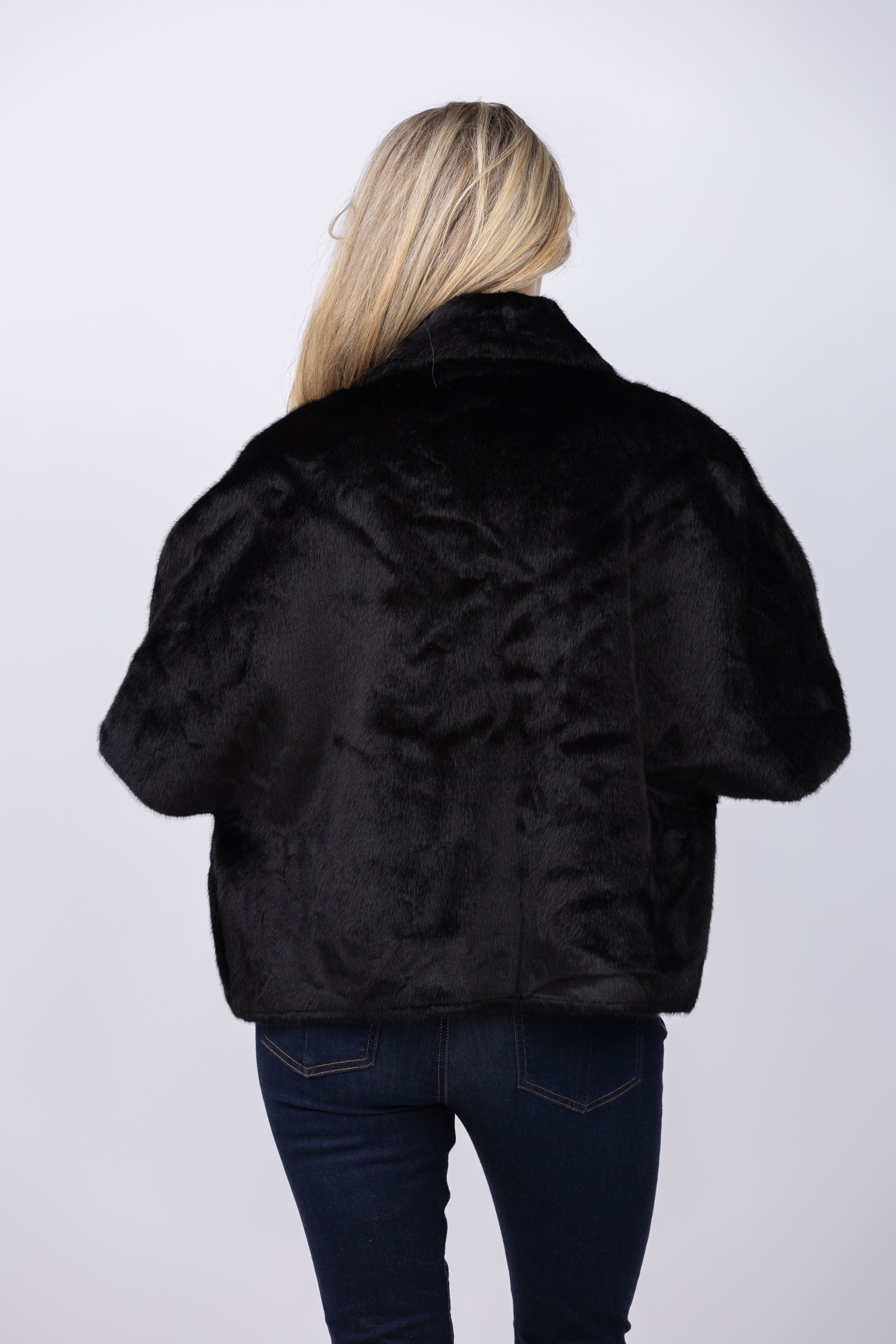 LOVE TOKEN ブラックファーコート S Love Token Peggy Faux Fur Top in Black