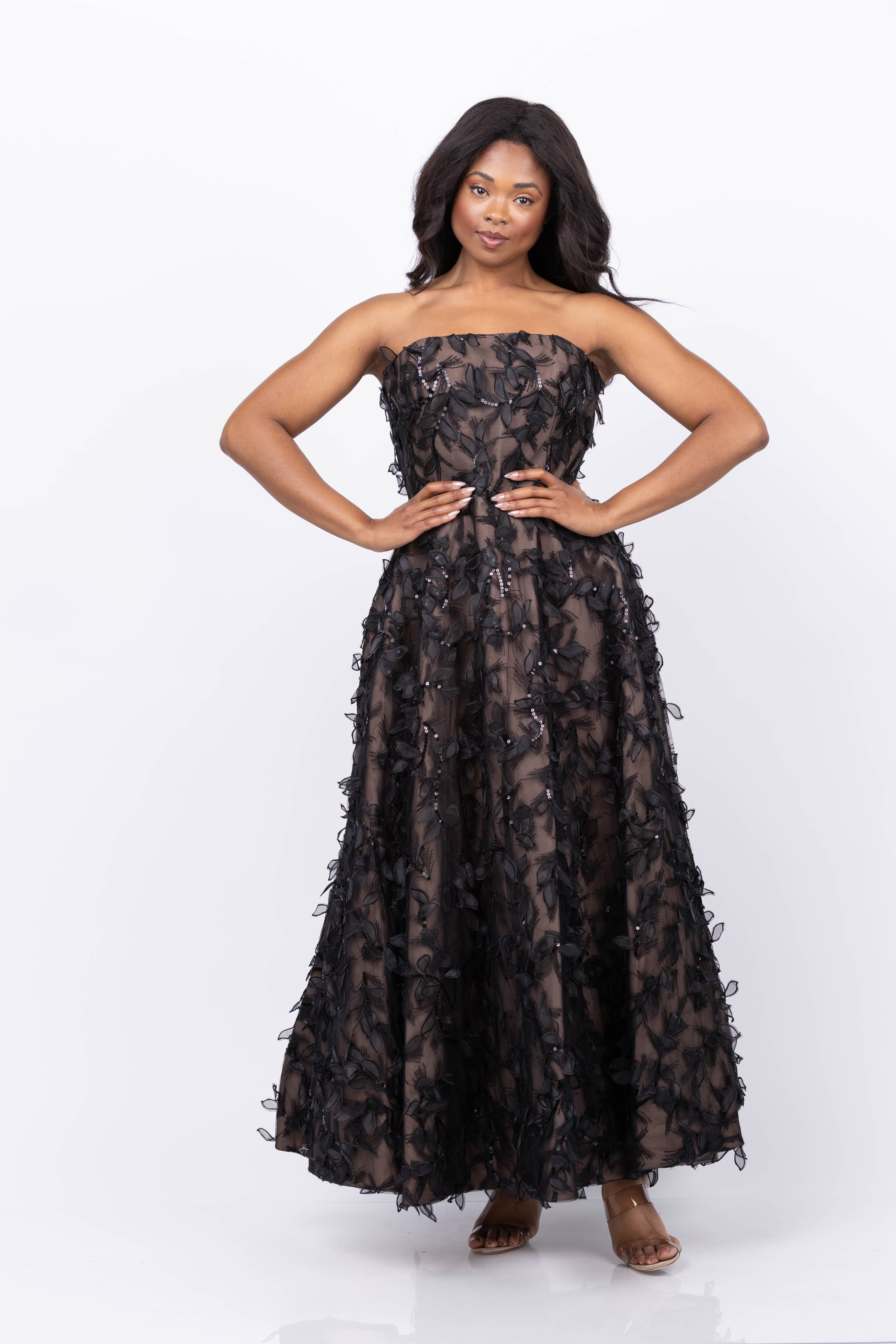 white christmas dresses Helsi Sasha Floral Strapless Gown