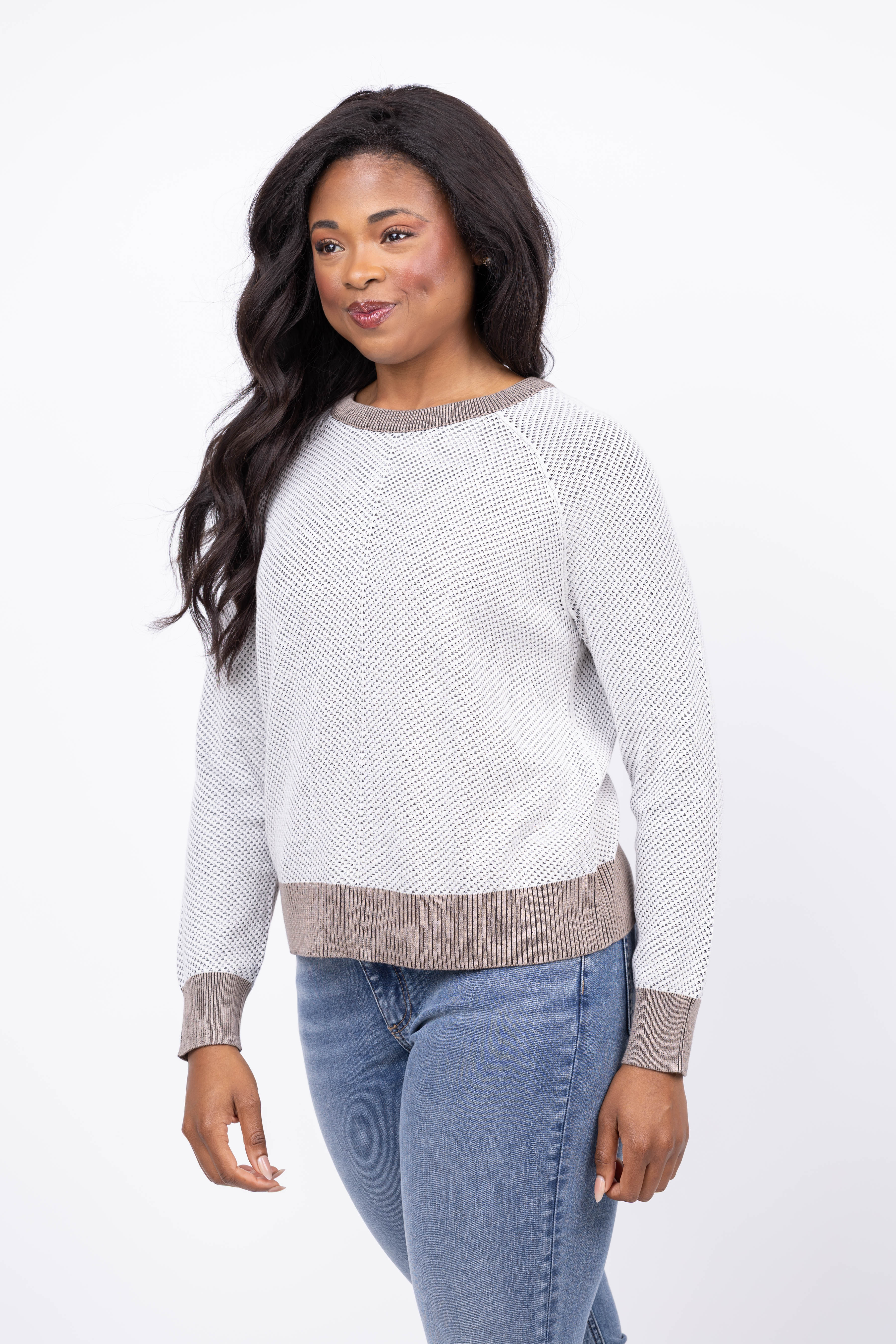 Nic + Zoe Textured Cotton Sweater in Black Multi