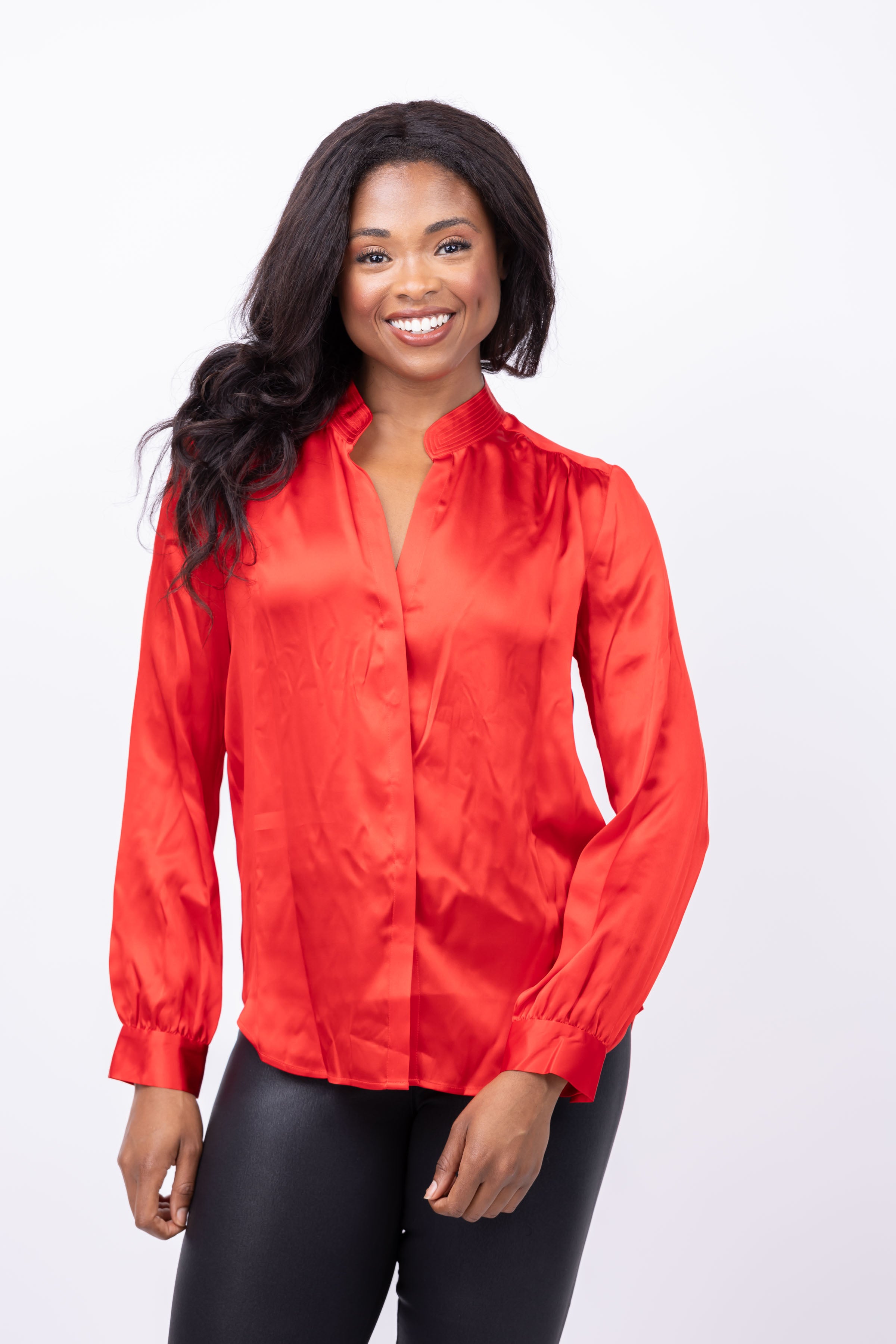 L’AGENCE Bianca orders Band Collar Silk Blouse